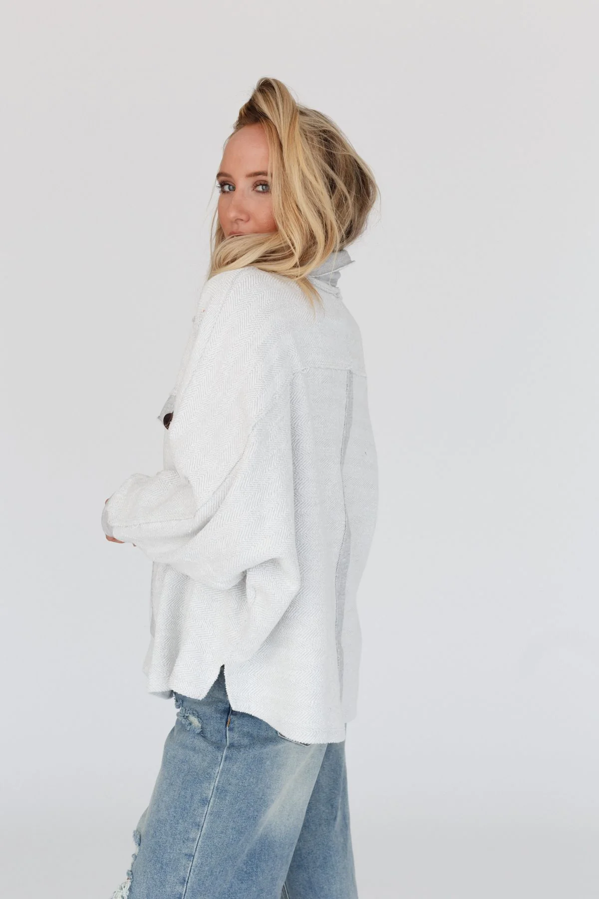 Jodi Textured Knit Top - Heather Gray - Image 2