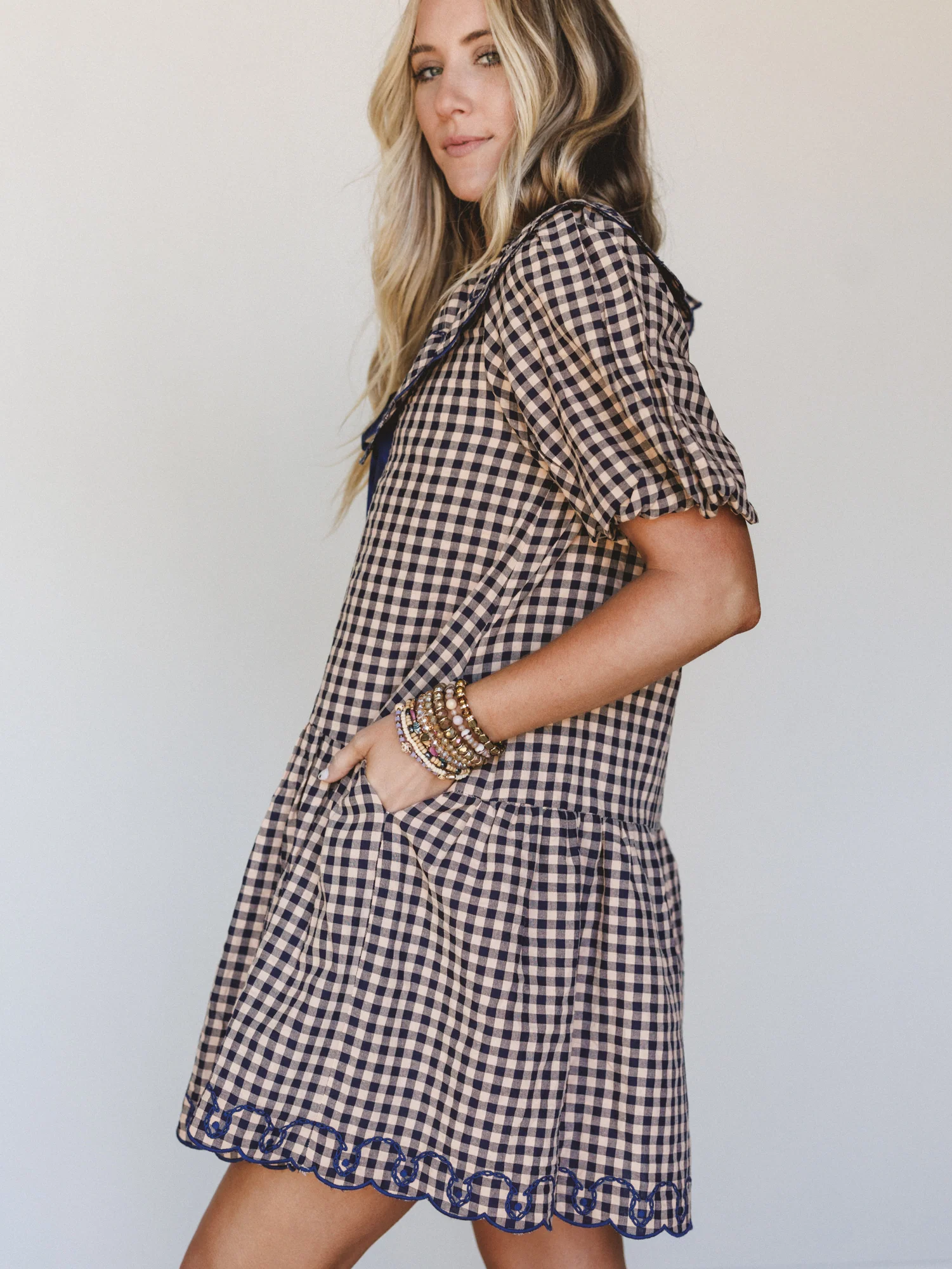 Joyfully Ever After Dress - Peach Navy - Image 4