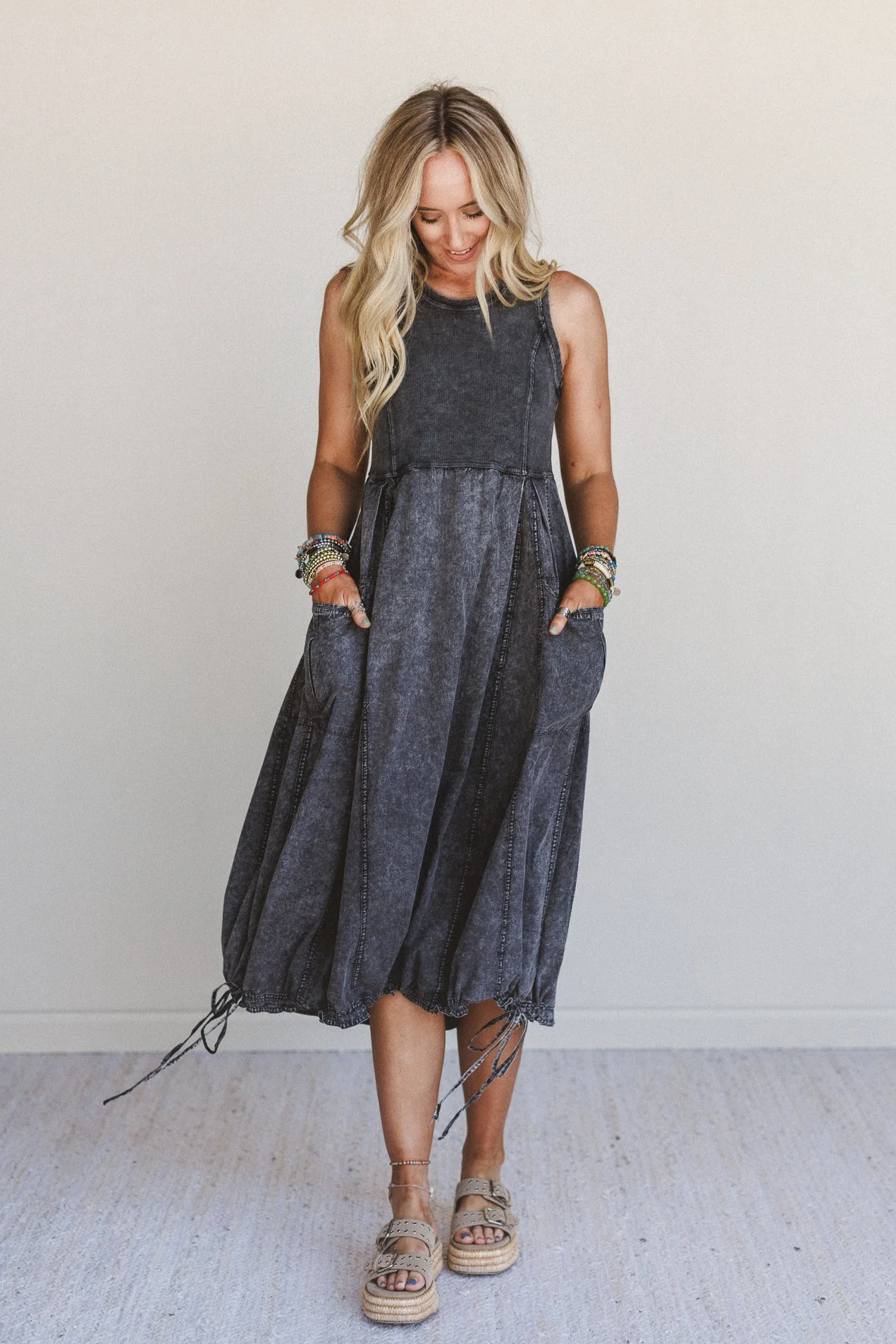 Jungle Beat Cargo Maxi Dress - Black
