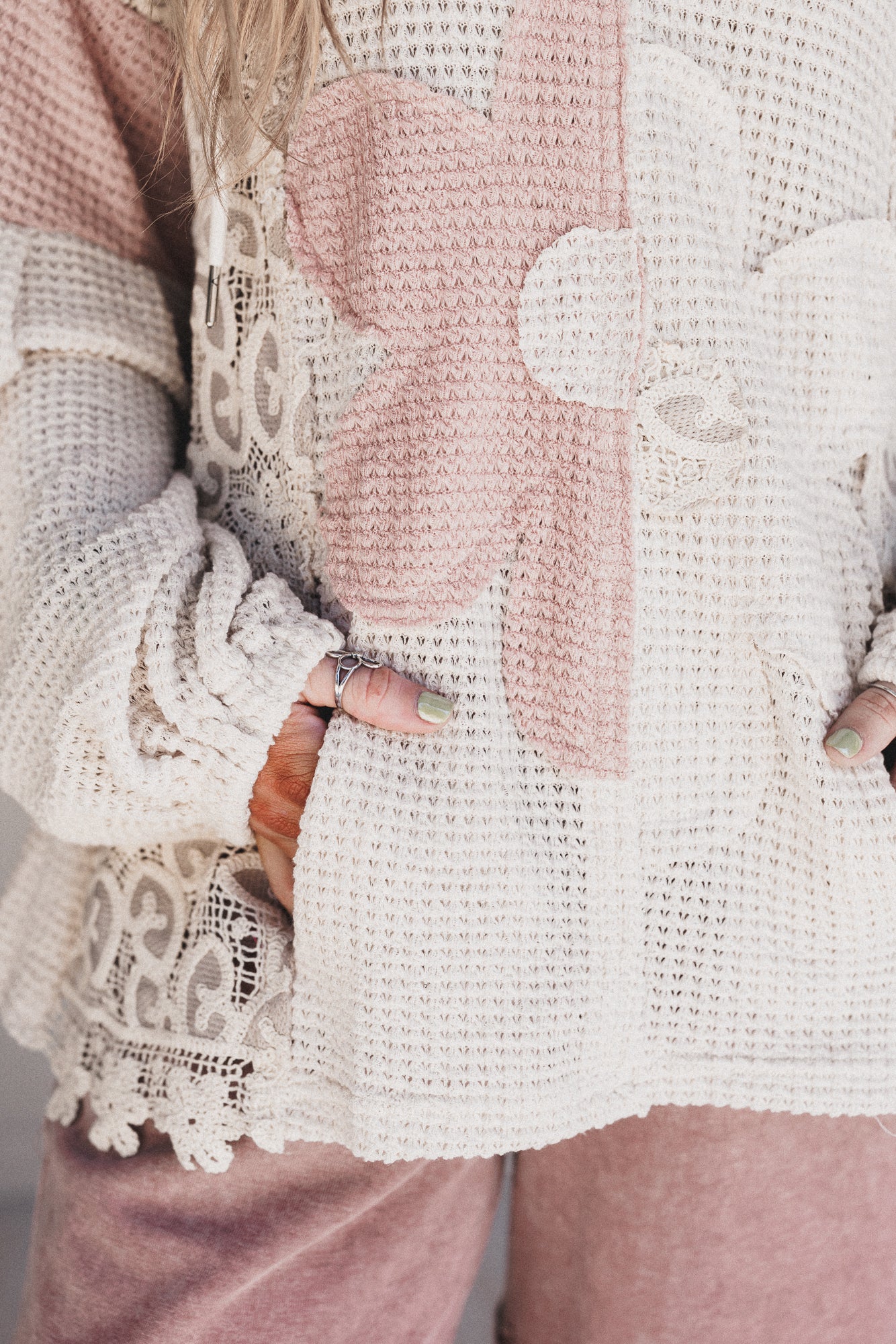 Lace Bliss Flower Patch Top - Pink - Image 3