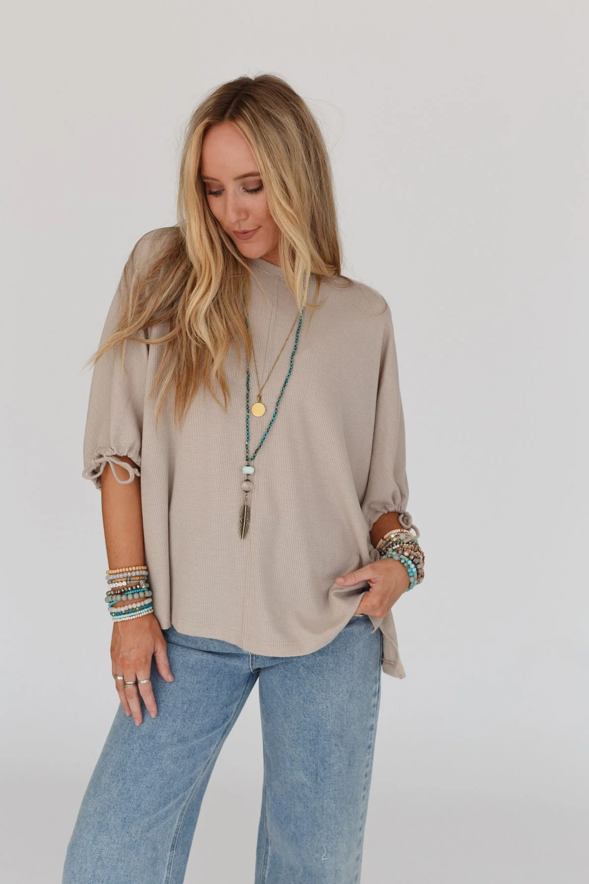 The Nest Little Lark Puff Sleeve Tee - Taupe - Image 5