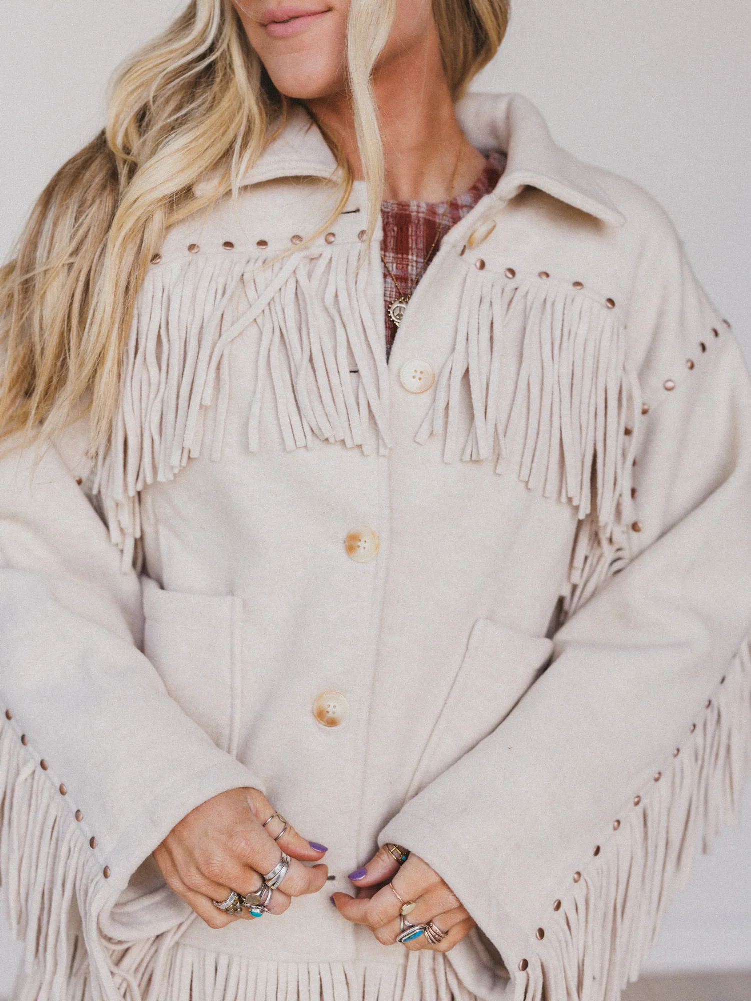 Lolo Fringe Jacket - Cream - Image 3