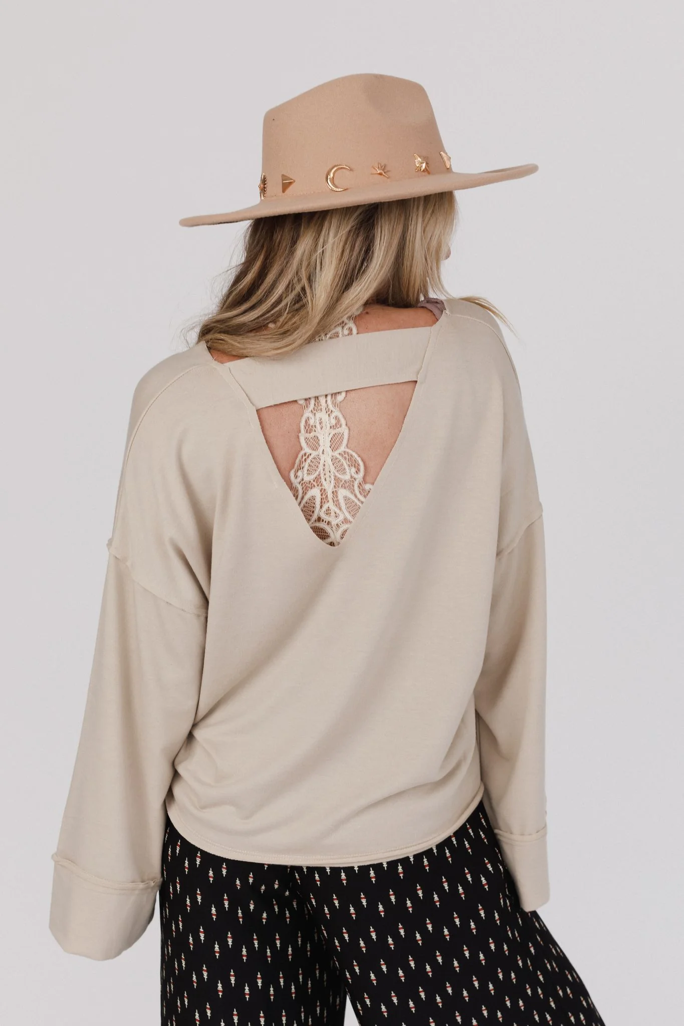 The Nest Love It V Neckline Sweater Top - Taupe - Image 2