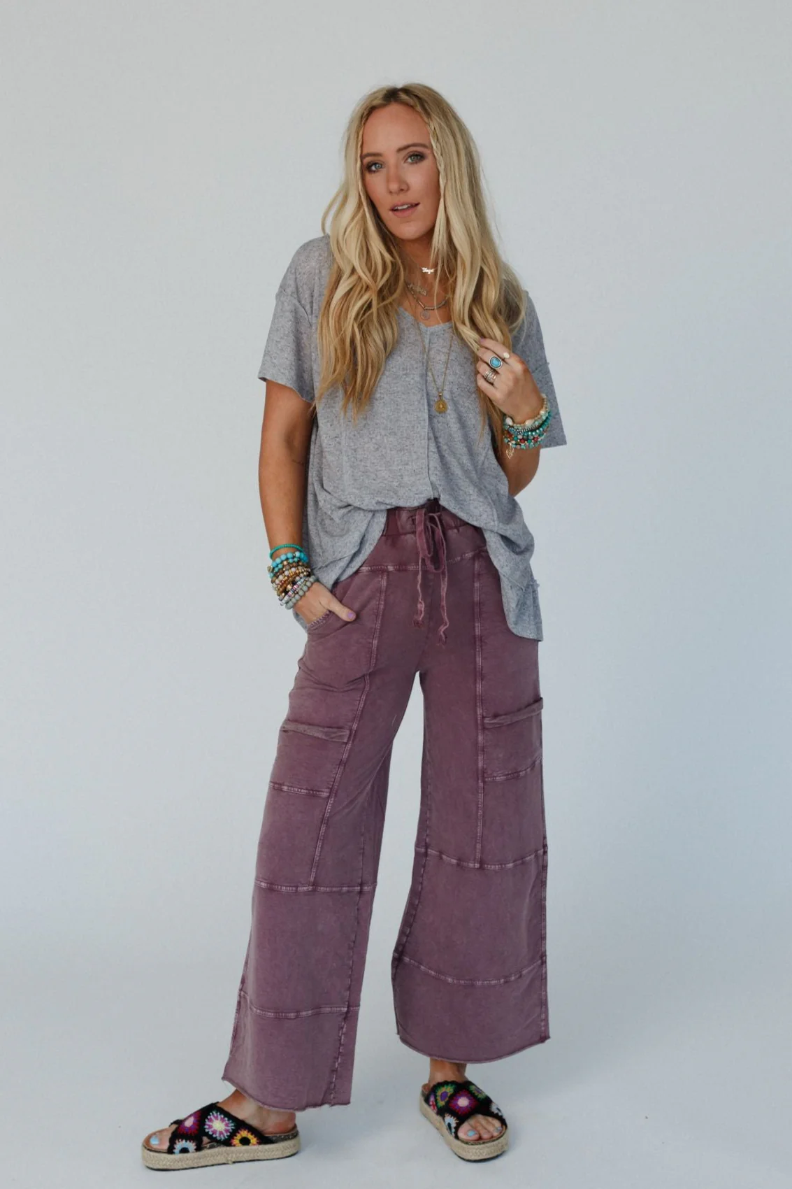 Lucky One Wide Leg Full Pant - Plum - Image 6
