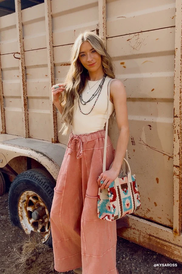 Lucky One Wide Leg Pant - Mauve - Image 4