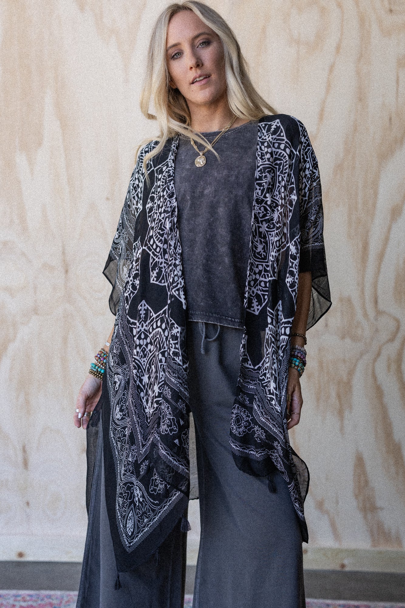 Mandala Tassel Kimono - Black - Image 4