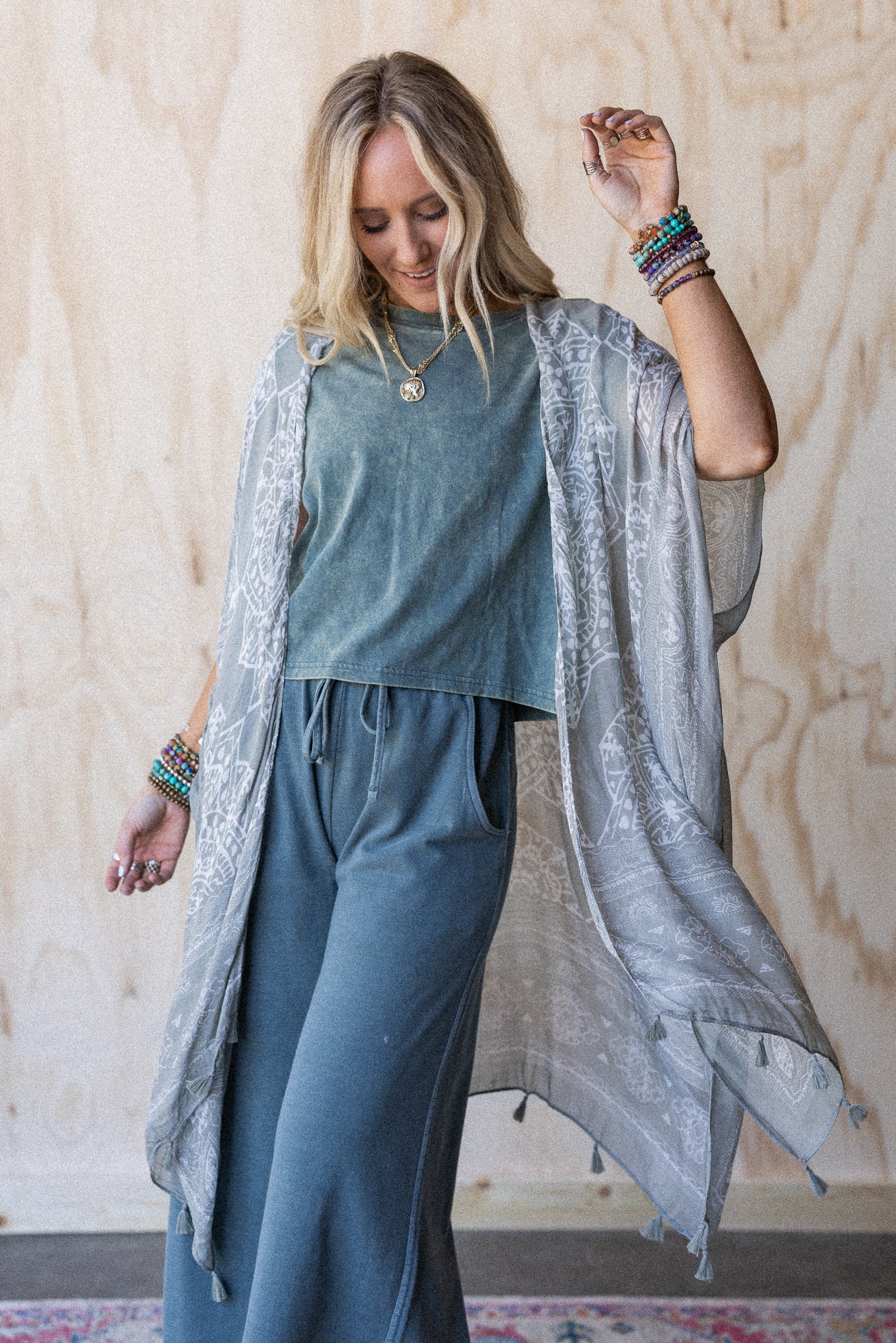 Mandala Tassel Kimono - Olive - Image 3