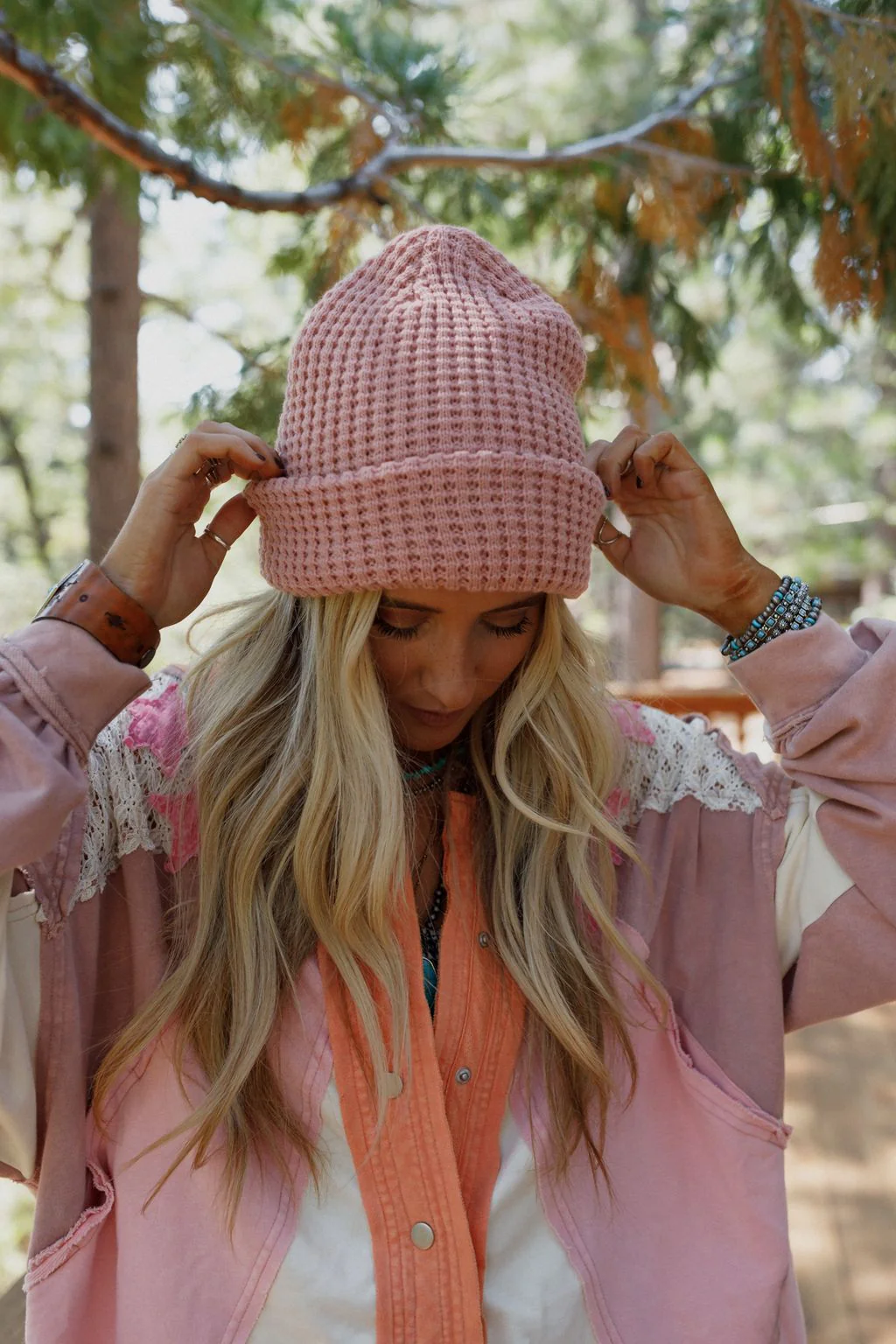 Maybelle Waffle Beanie - Rose - Image 2