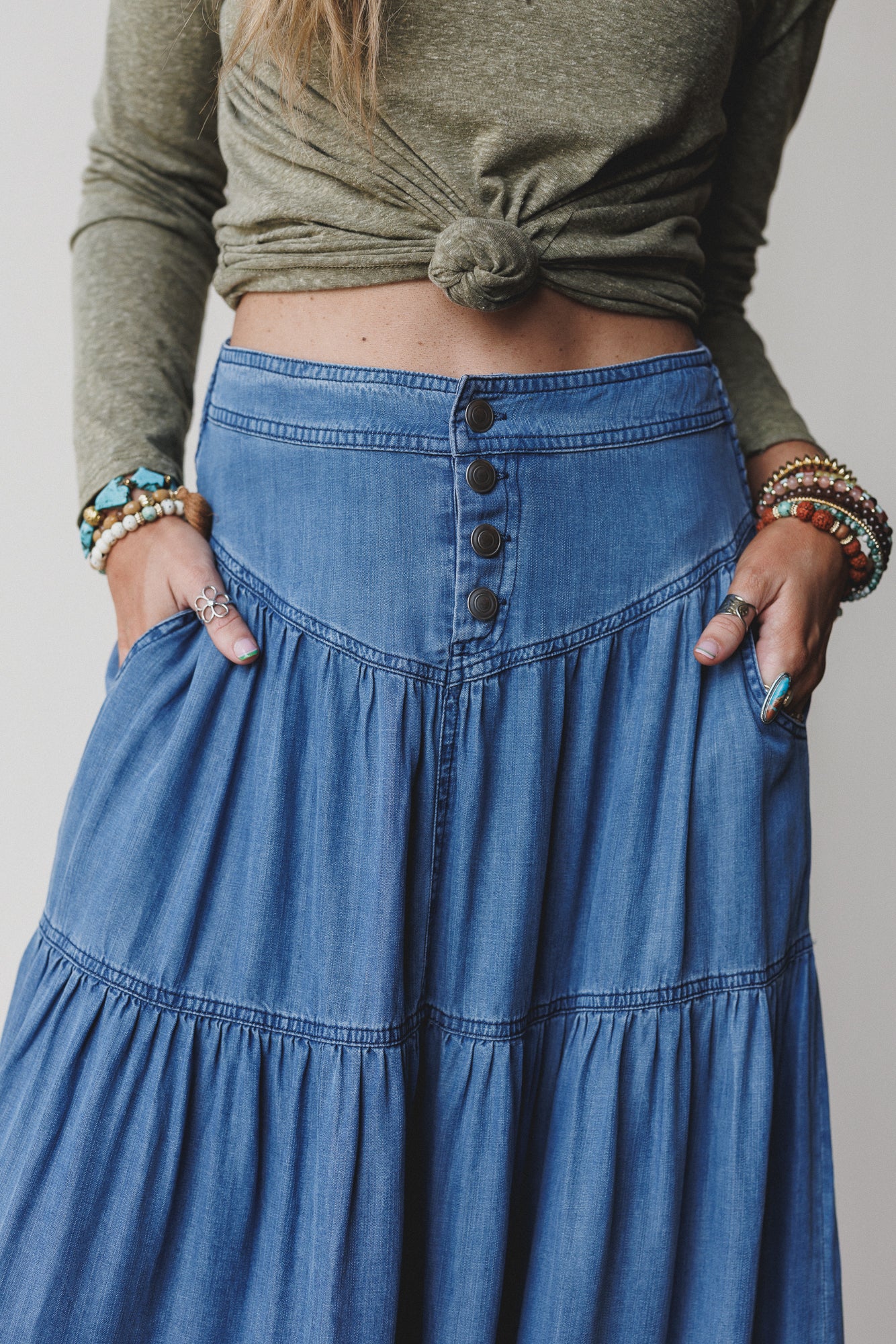 Meadow Blues Maxi Skirt - Denim - Image 3