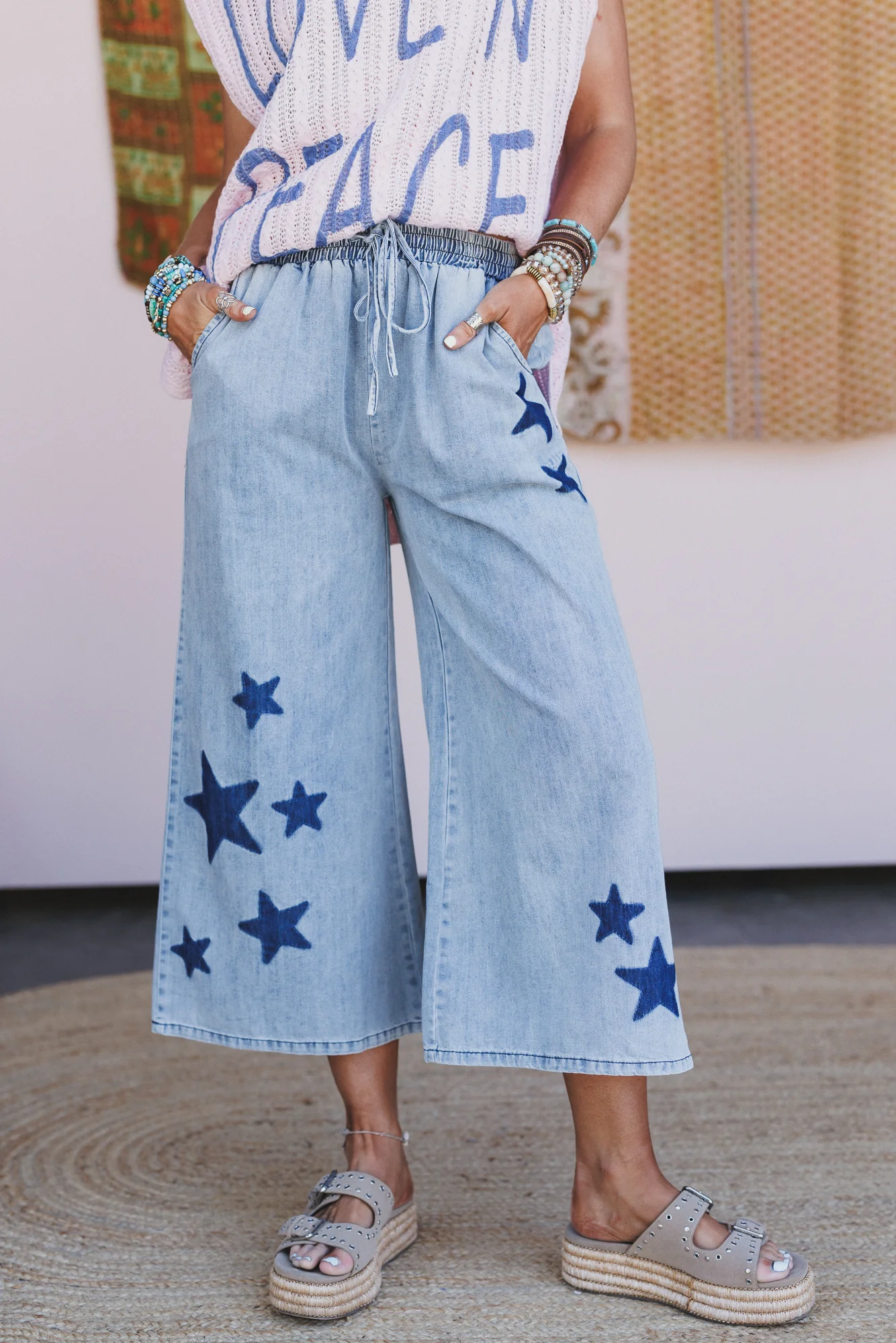 Nova Star Wide Leg Pants - Light Denim - Image 2