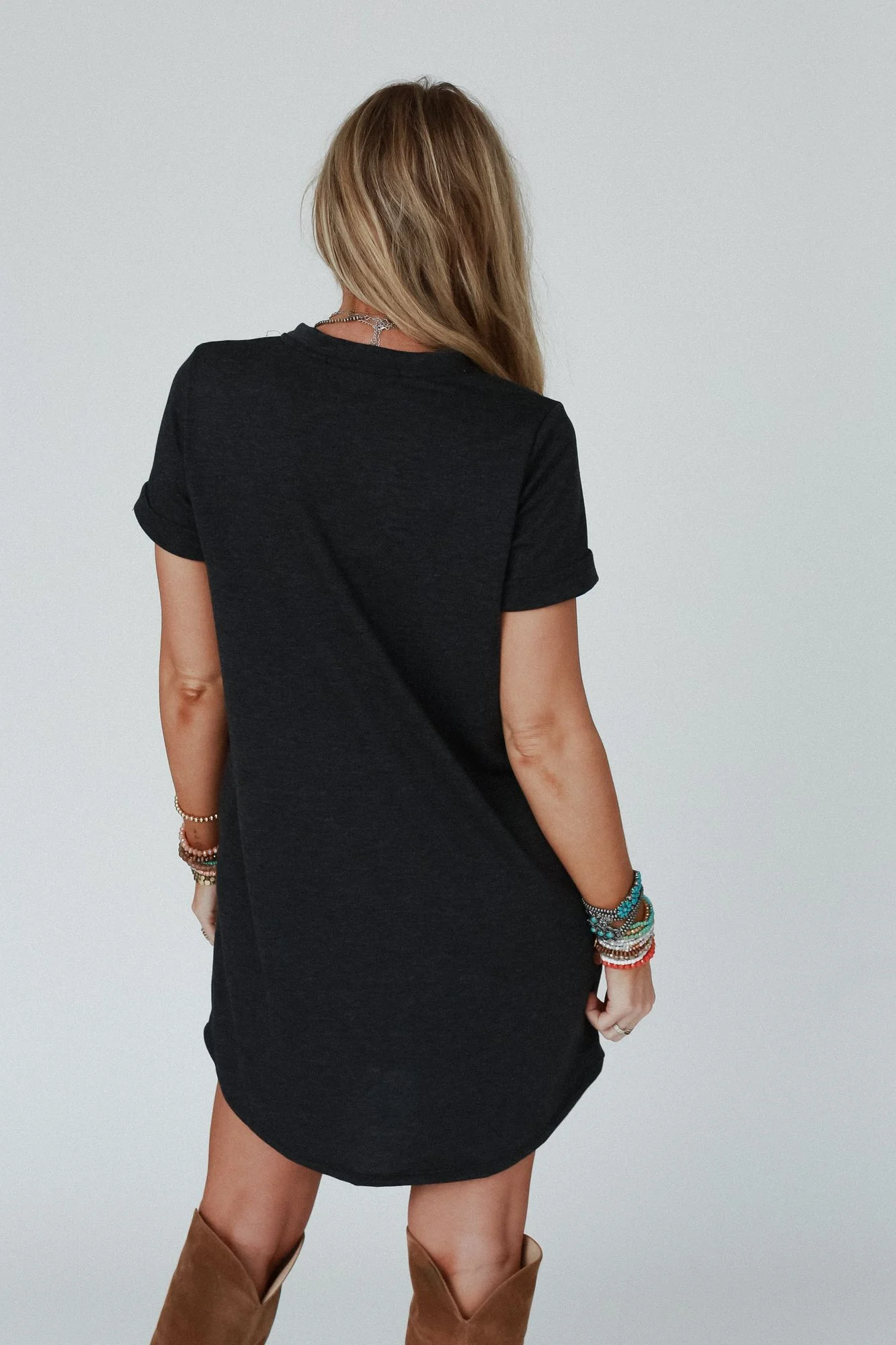 The Nest On The Daily Pocket Tee Dress - Charcoal 2Tone - Image 4