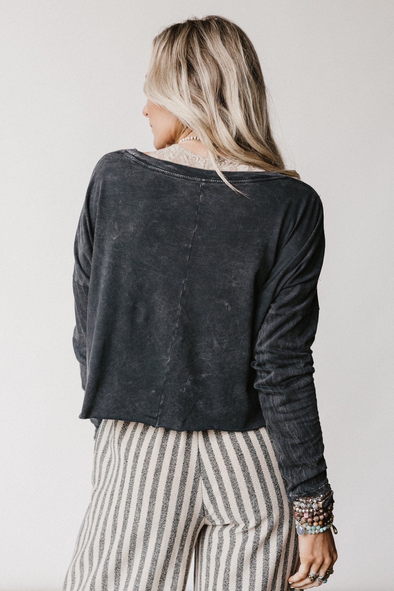 On The Prowl Long Sleeve Top - Charcoal - Image 3