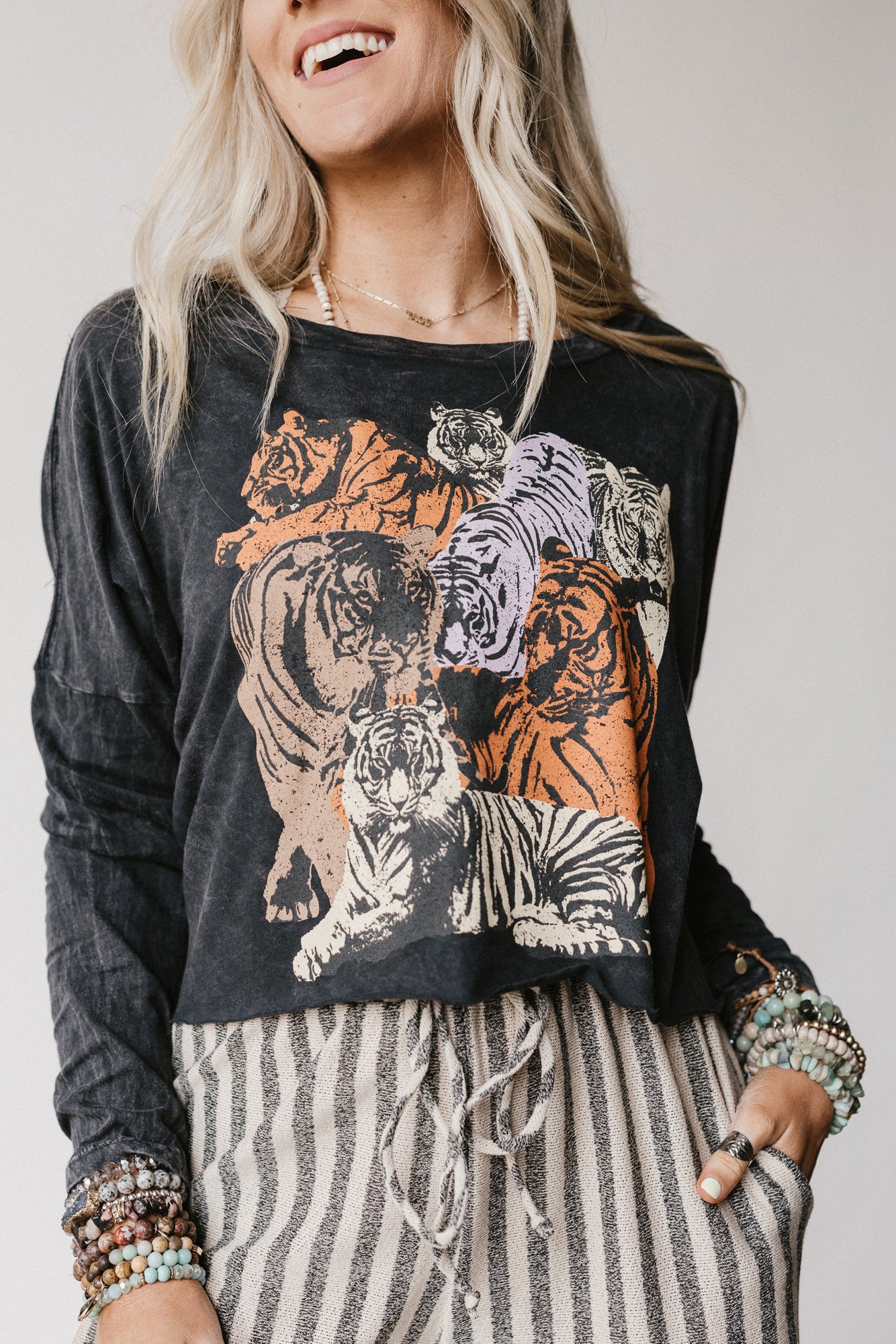 On The Prowl Long Sleeve Top - Charcoal - Image 5