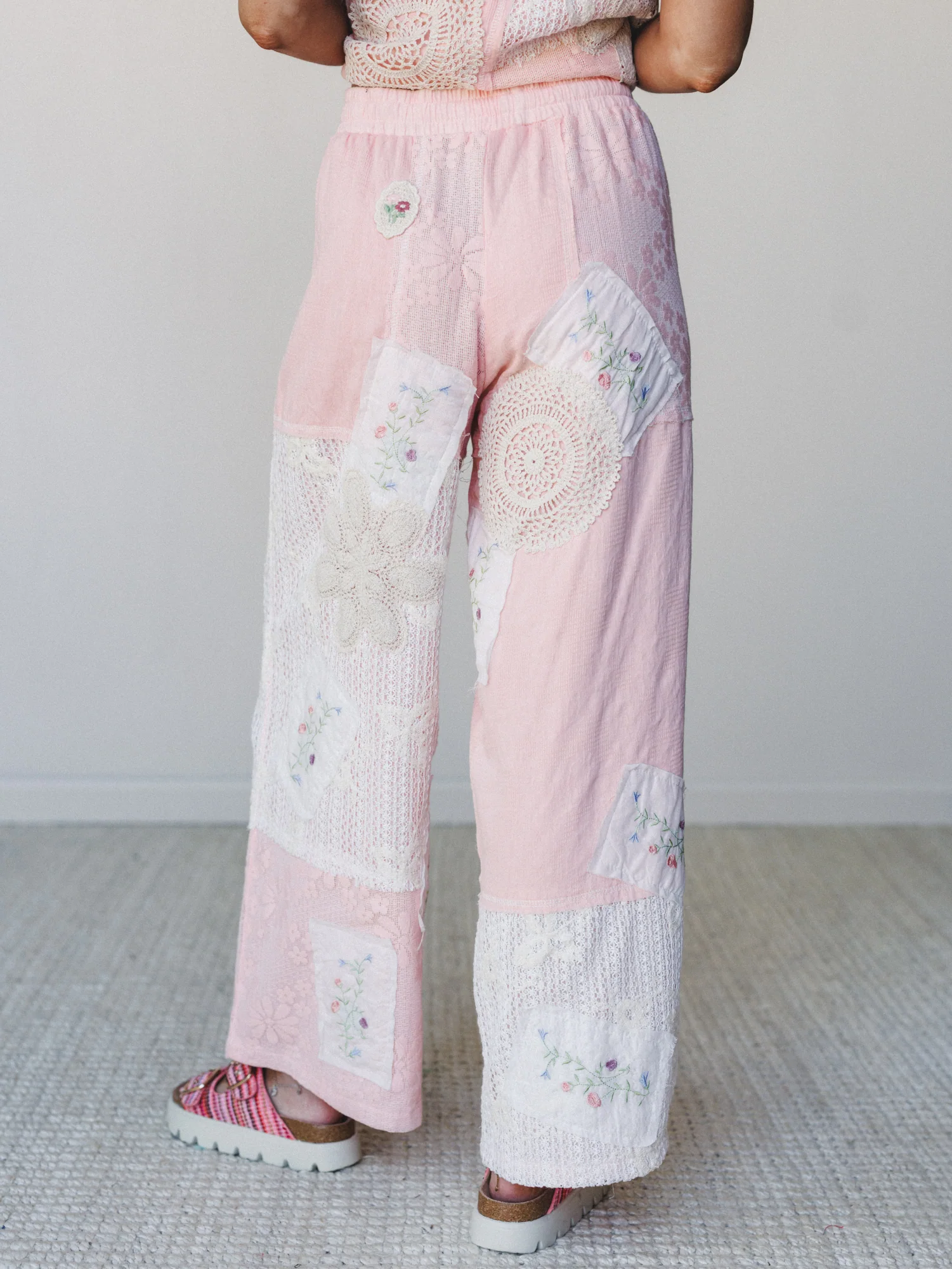 Patchwork Parade Woven Pants - Pale Pink - Image 5
