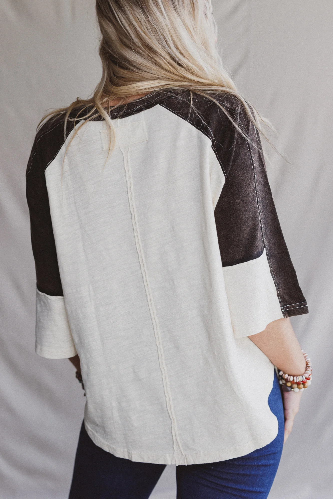 The Nest Peaceful Contrast Top - Navy Ivory - Image 5