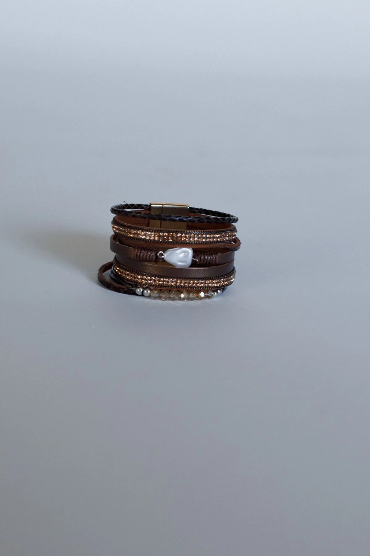 Pearl Ember Multi Strand Bracelet - Brown - Image 3