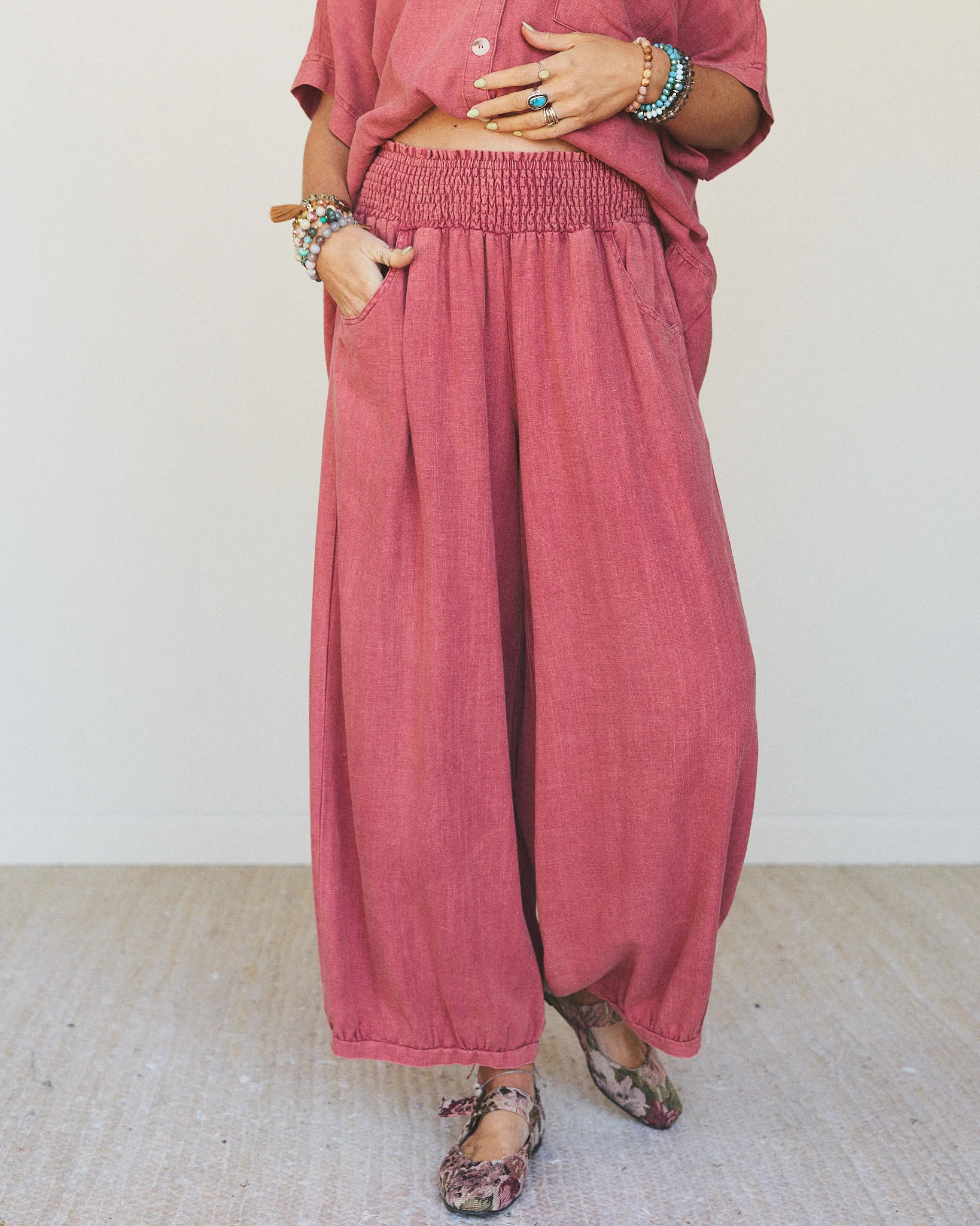 Pure Soul Linen Pants - Boho Red