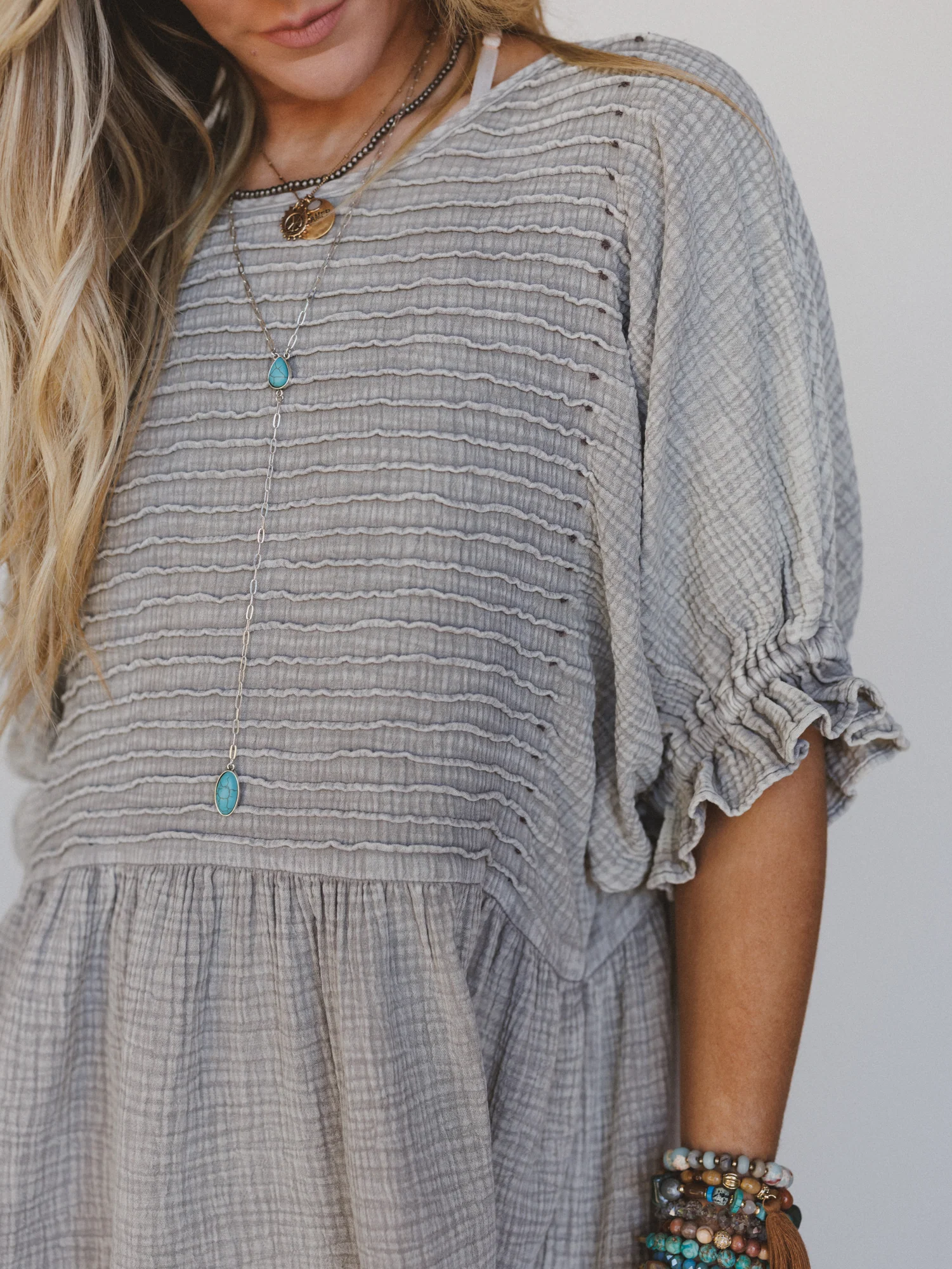 Quinn Puff Sleeve Mini Dress - Ash - Image 4