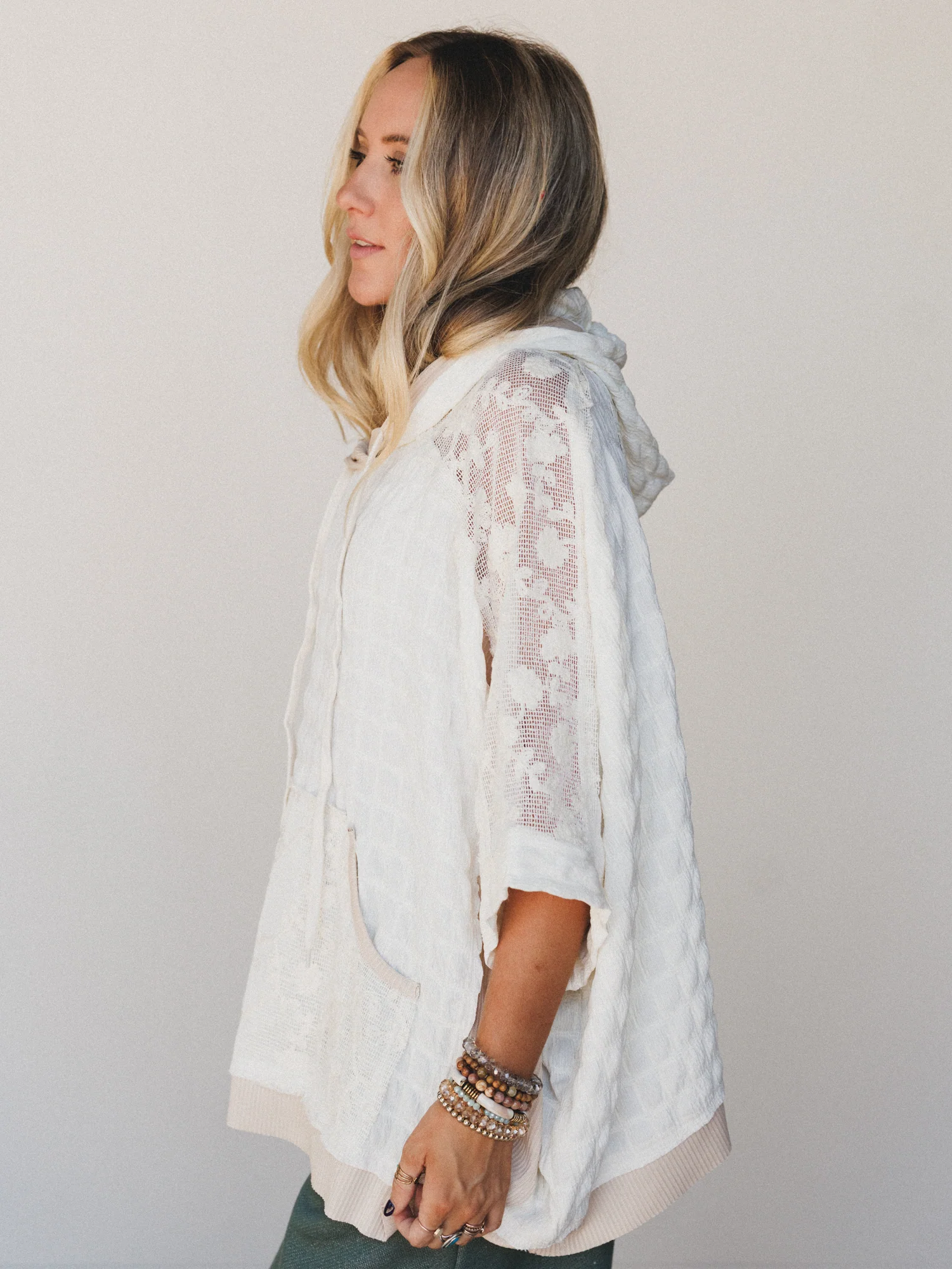 Radiant Wish Embroidered Hoodie Top - Ivory - Image 5
