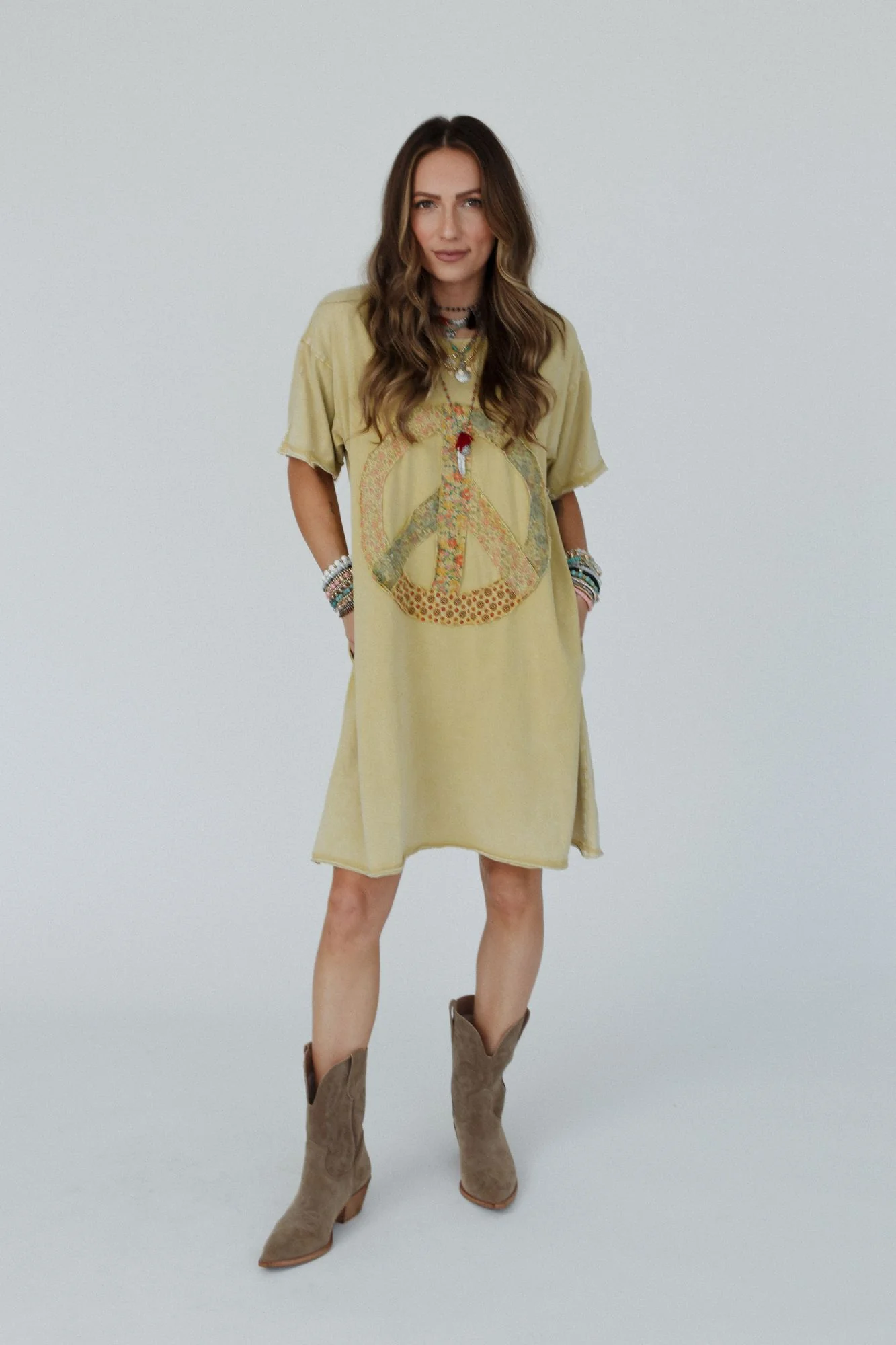 Retro Peace Tunic - Mustard - Image 8