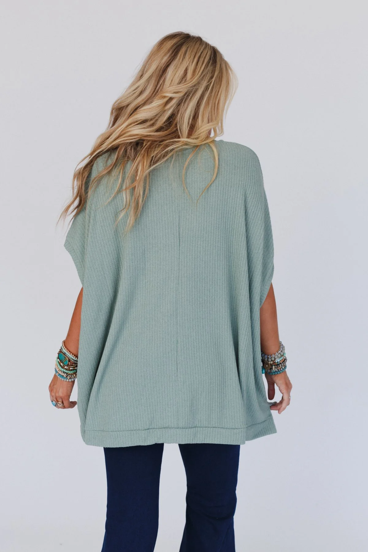 The Nest Rowan Oversized Ribbed Knit Top - Sage - Image 5