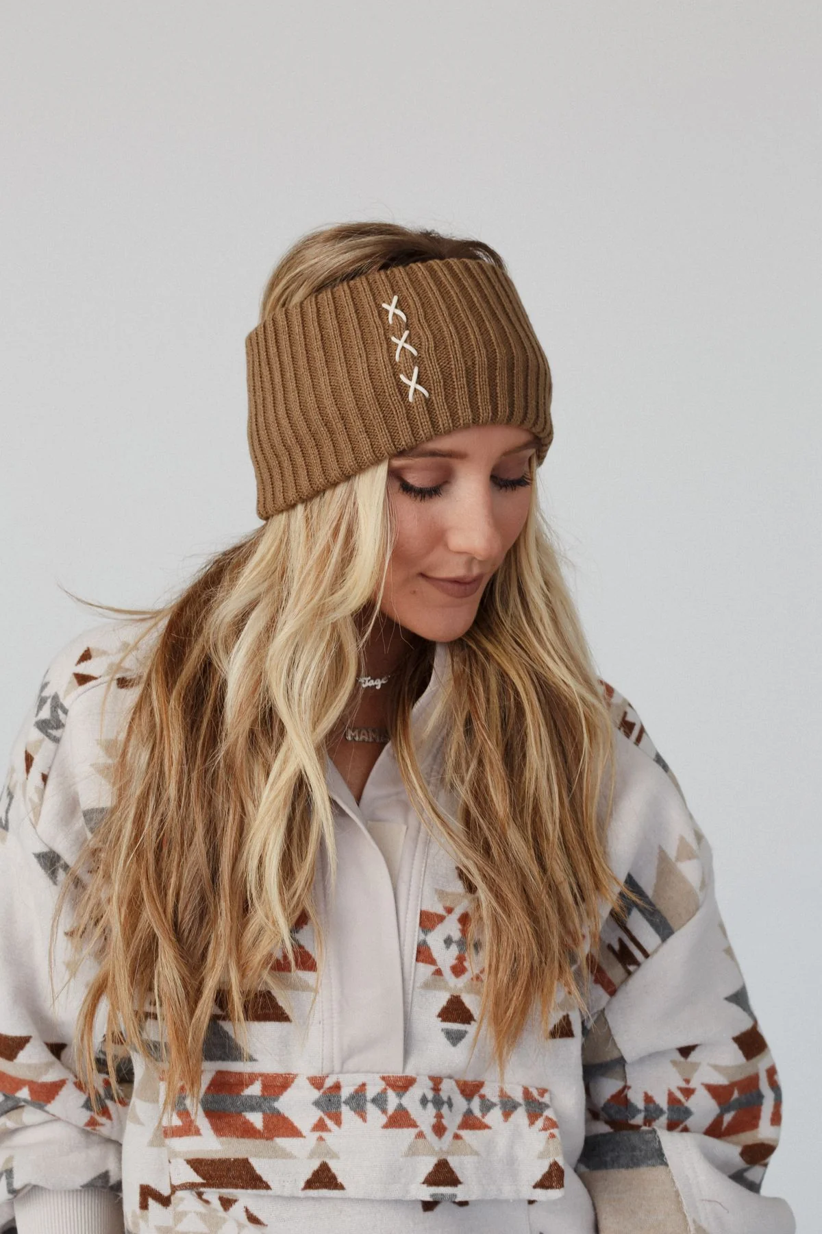 Sadia Embroidered Head Wrap - Mocha - Image 3