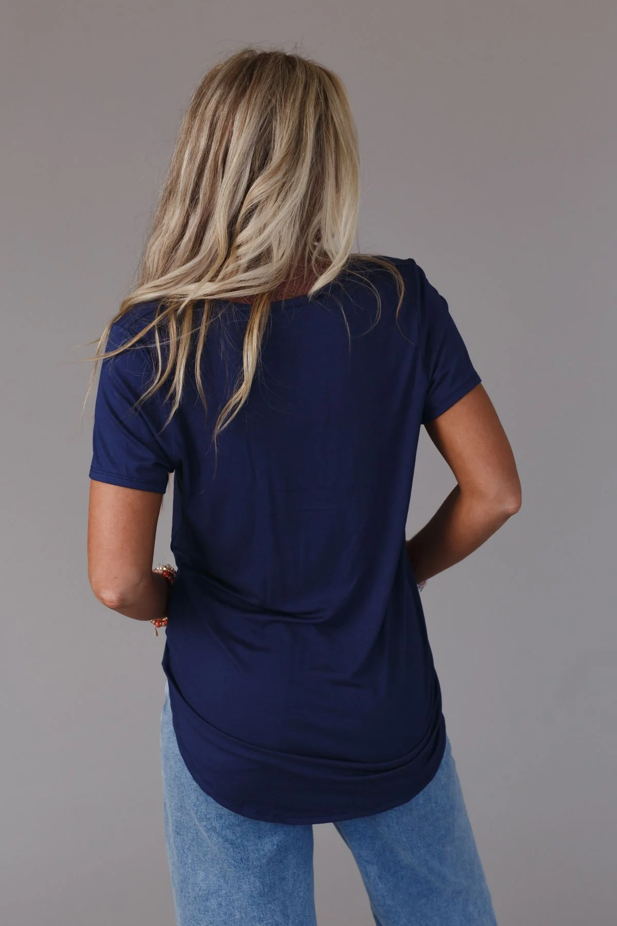 Scoop Neck Bralette Tee - Marine - Image 3