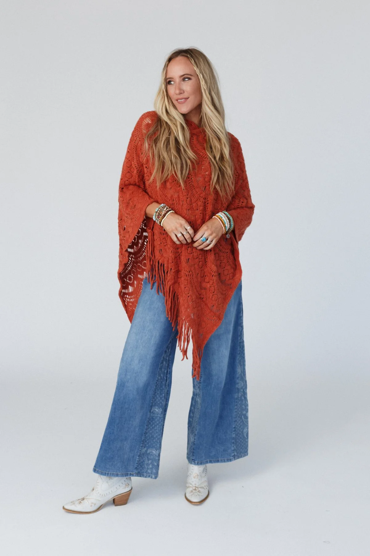Sea Beyond Lace Poncho - Rust - Image 5