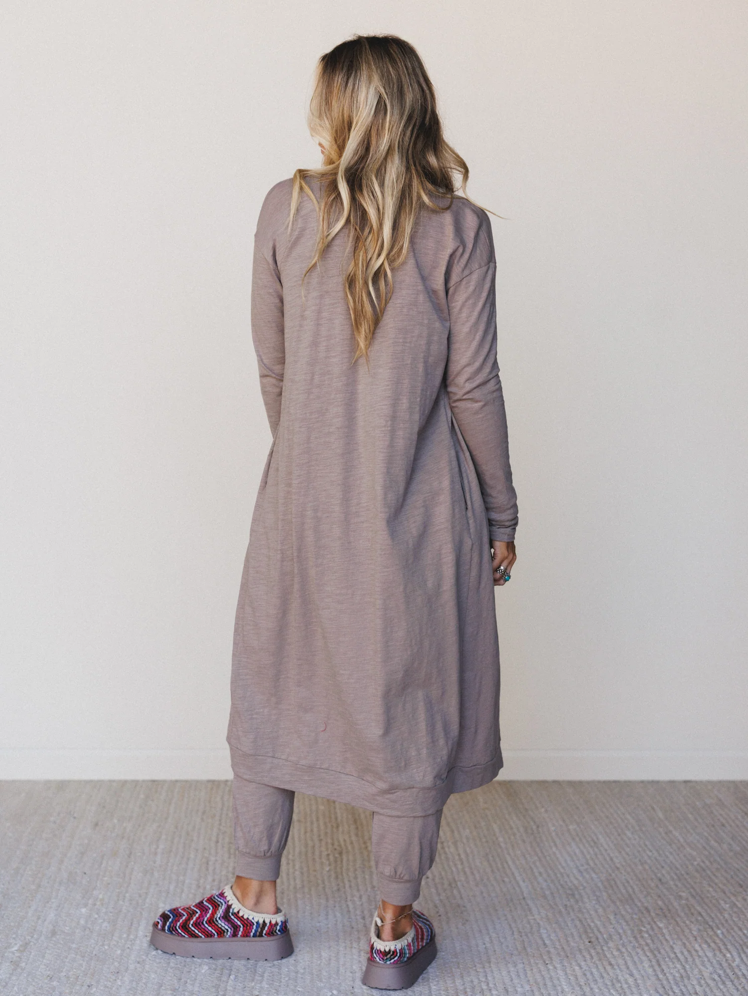 Set to Go Textured Jumpsuit And Cardigan Set - Mocha - Image 6