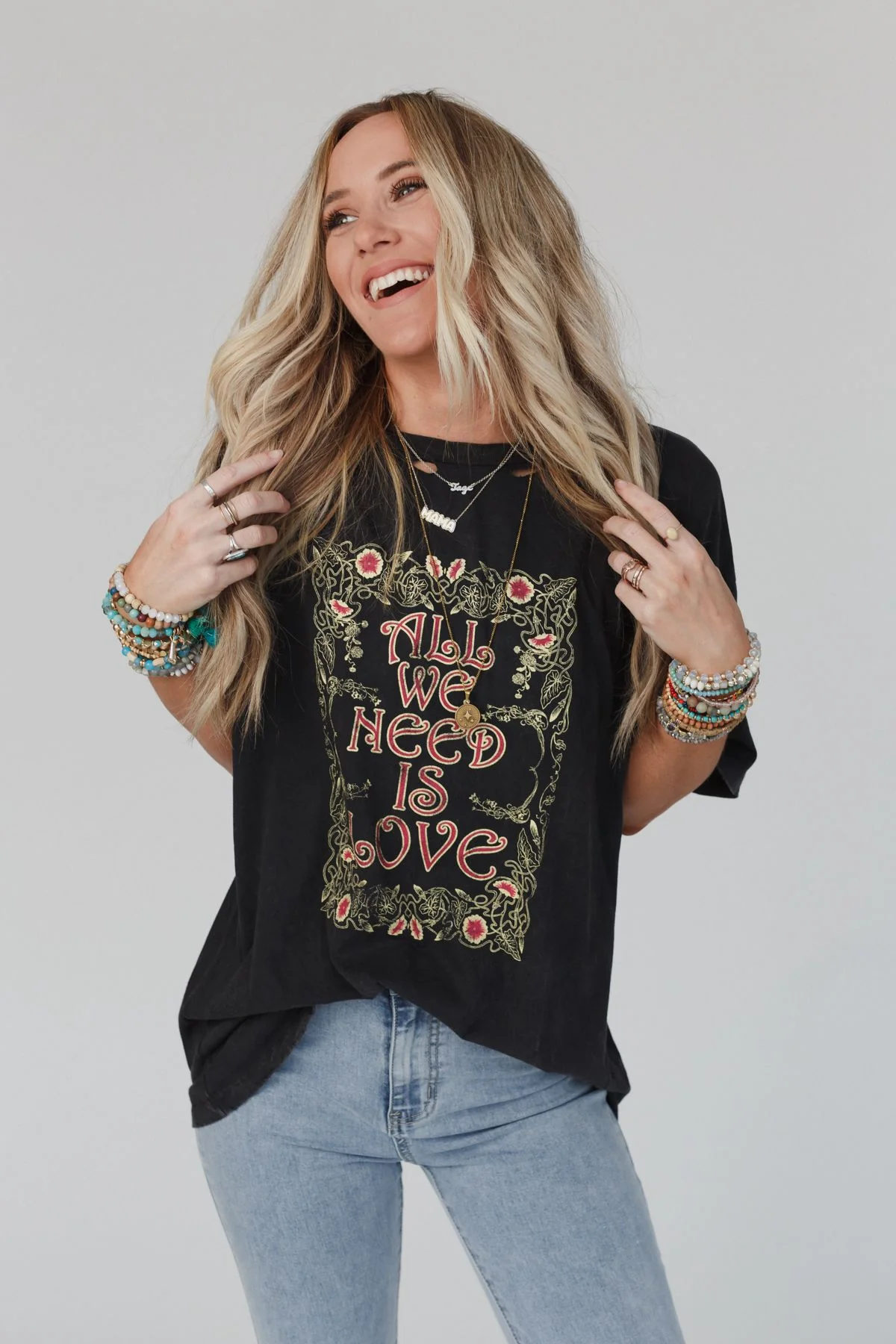 Share The Love Graphic Tee - Charcoal - Image 3