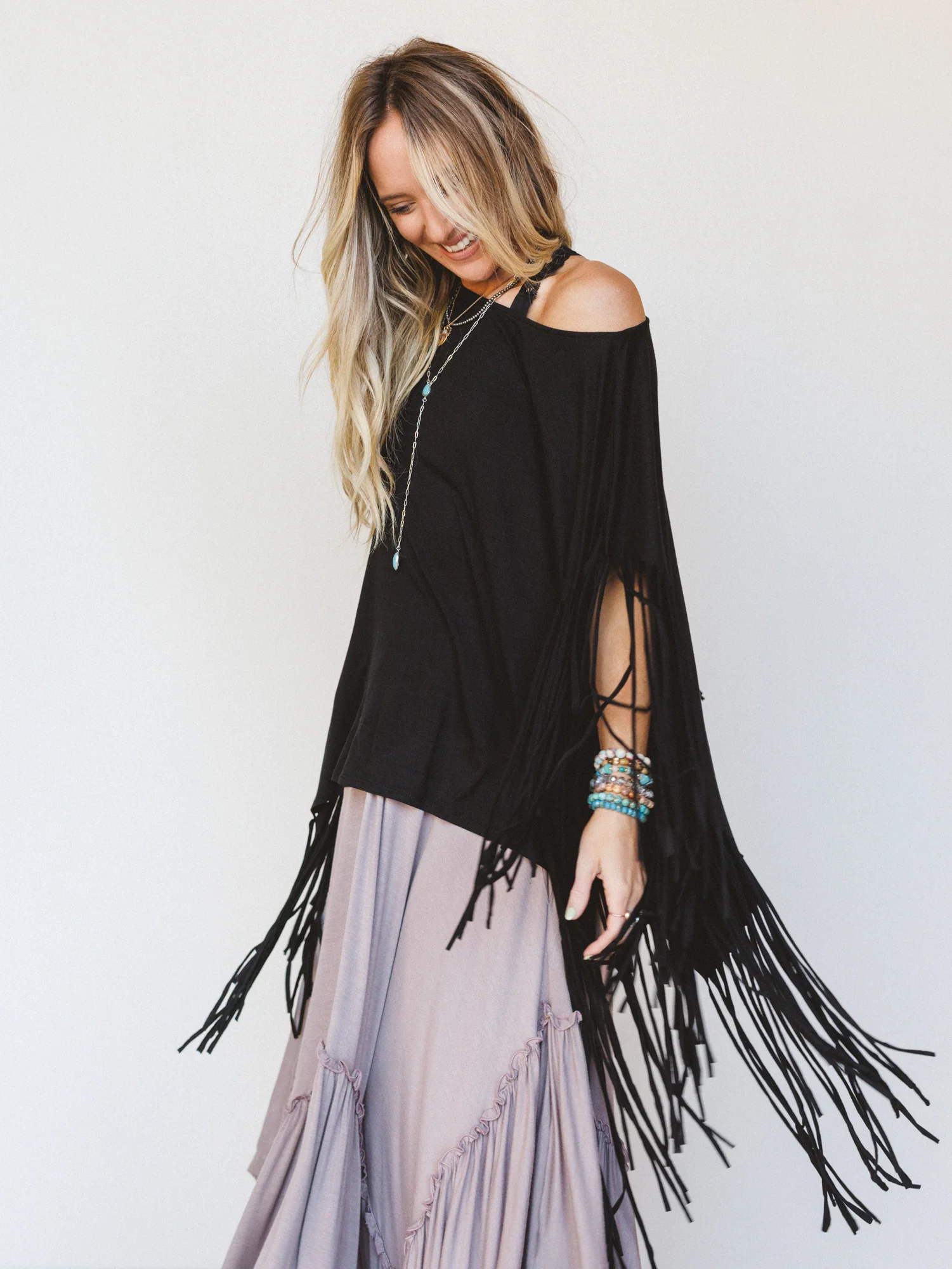 The Nest Showstopper Fringe Top - Black - Image 7
