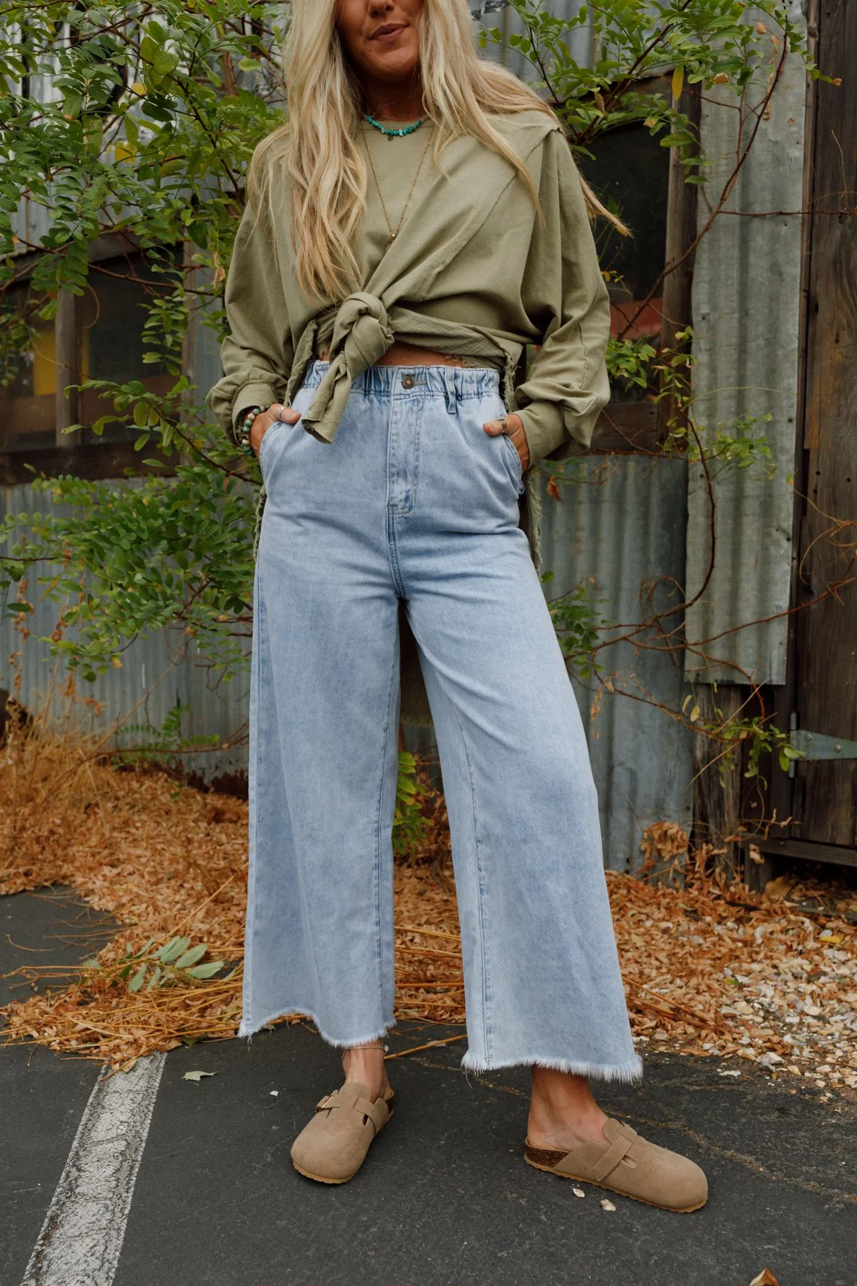 Simply You Wide Leg Jeans - Washed Denim
