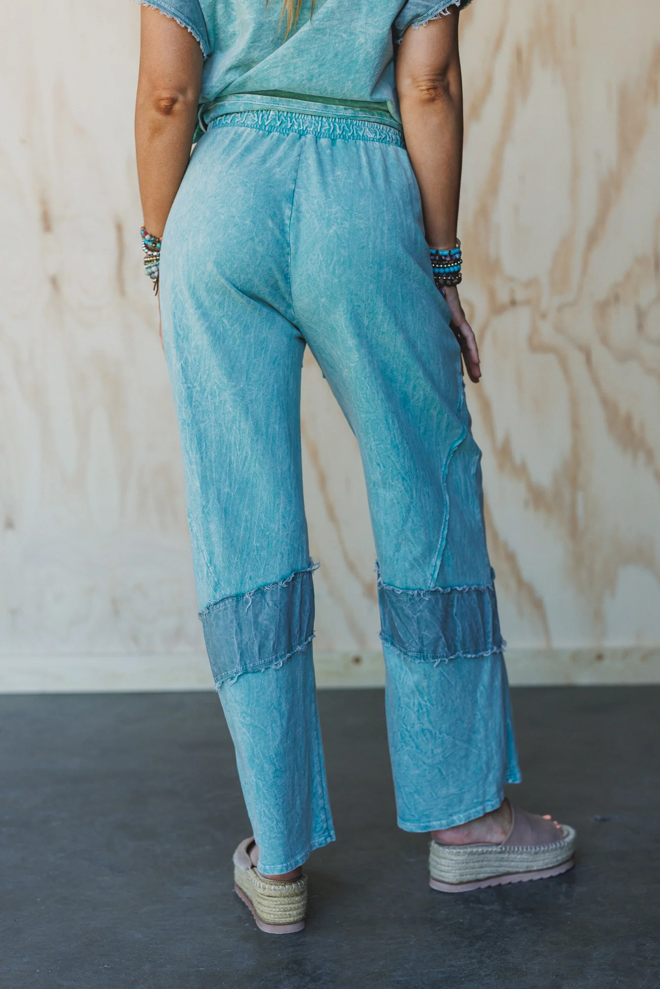 Skybound Soul Denim Patched Pants - Cyan - Image 5