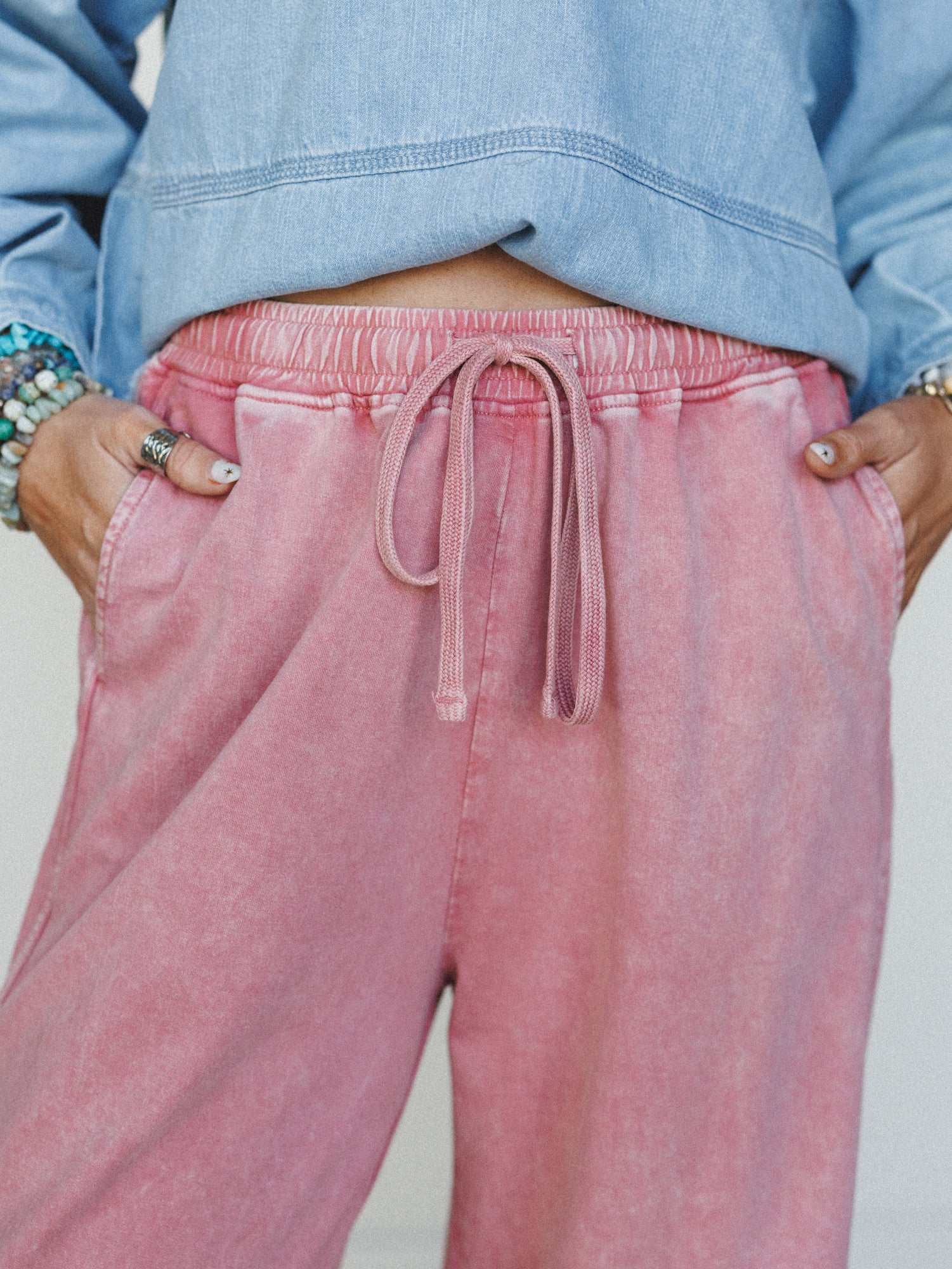 So Comfy Wide Leg Pant Cropped Length - Pink - Image 4