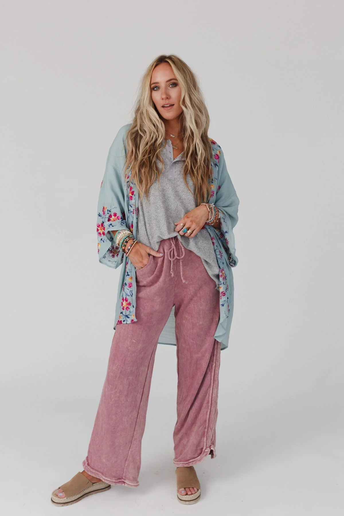 So Comfy Wide Leg Pant Full Length - Mauve - Image 3