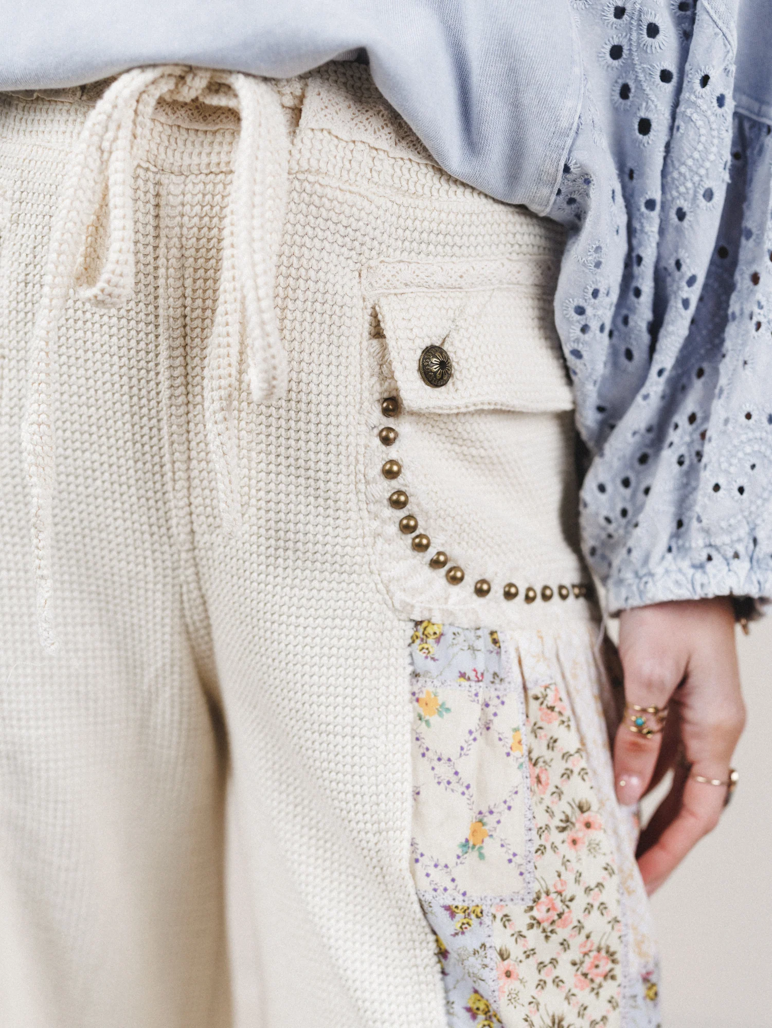Soft But Studded Pants - Cream - Image 6