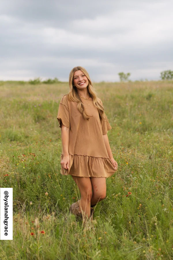 Soft Horizon Ruffled Hem Tunic - Clay - Image 4