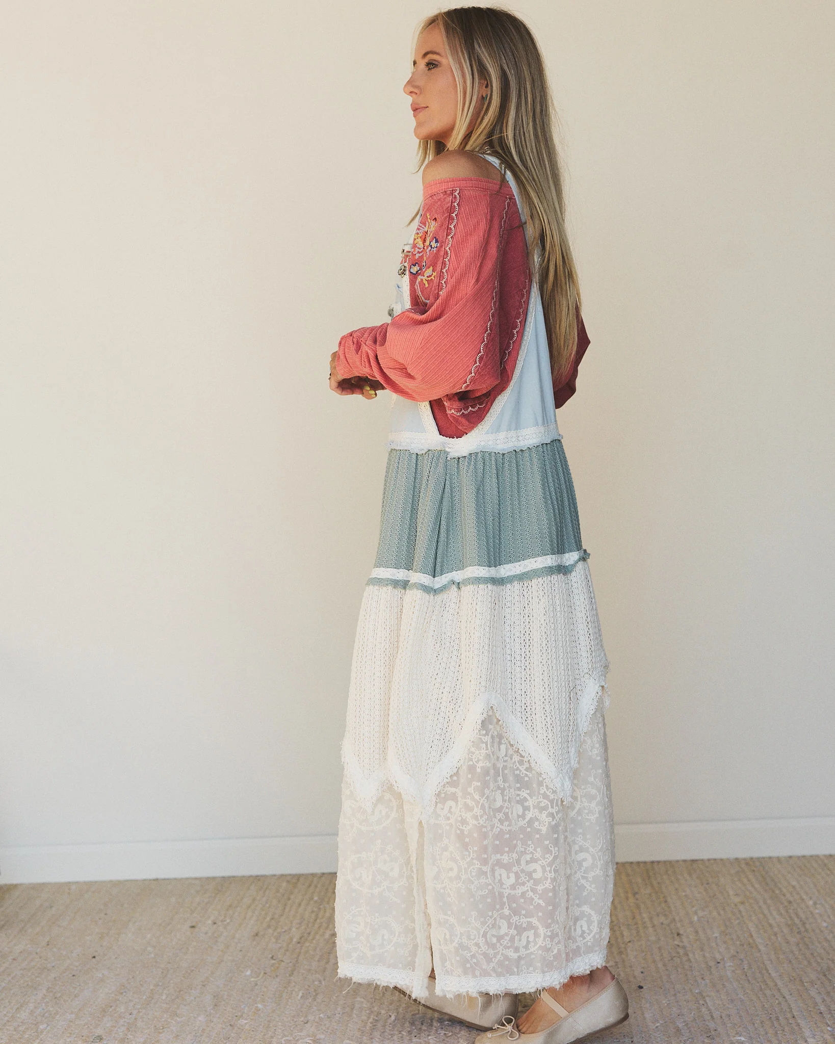 Spring And Lace Overall Dress - Blue - Image 2