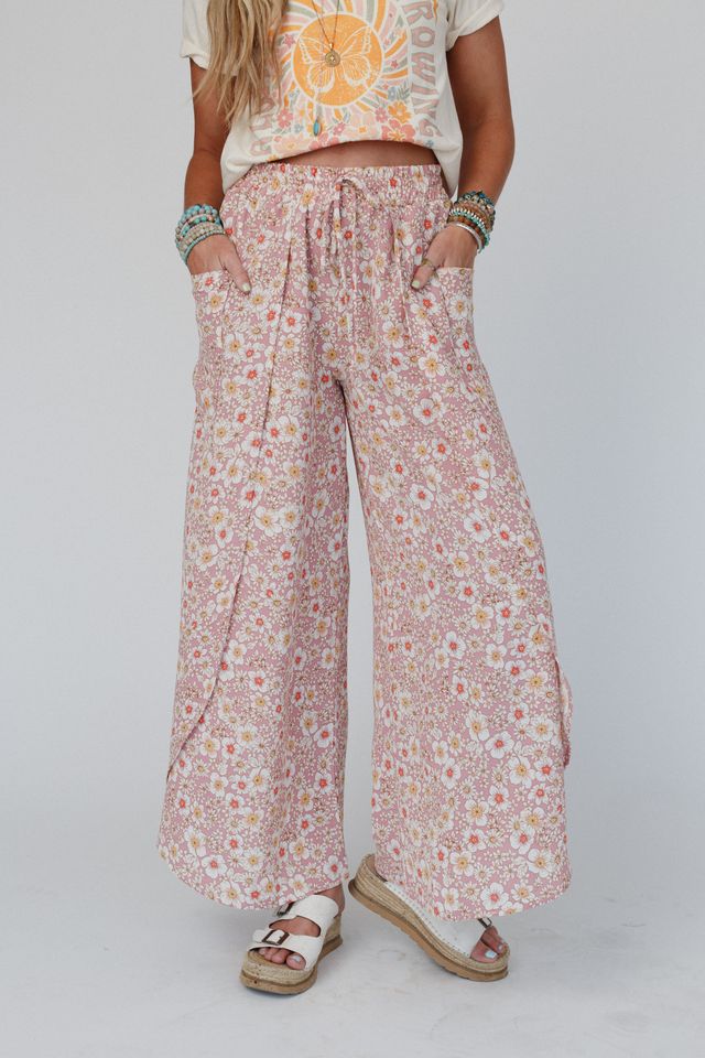 The Nest Stasia Printed Drawstring Tulip Pants - Rose - Image 3