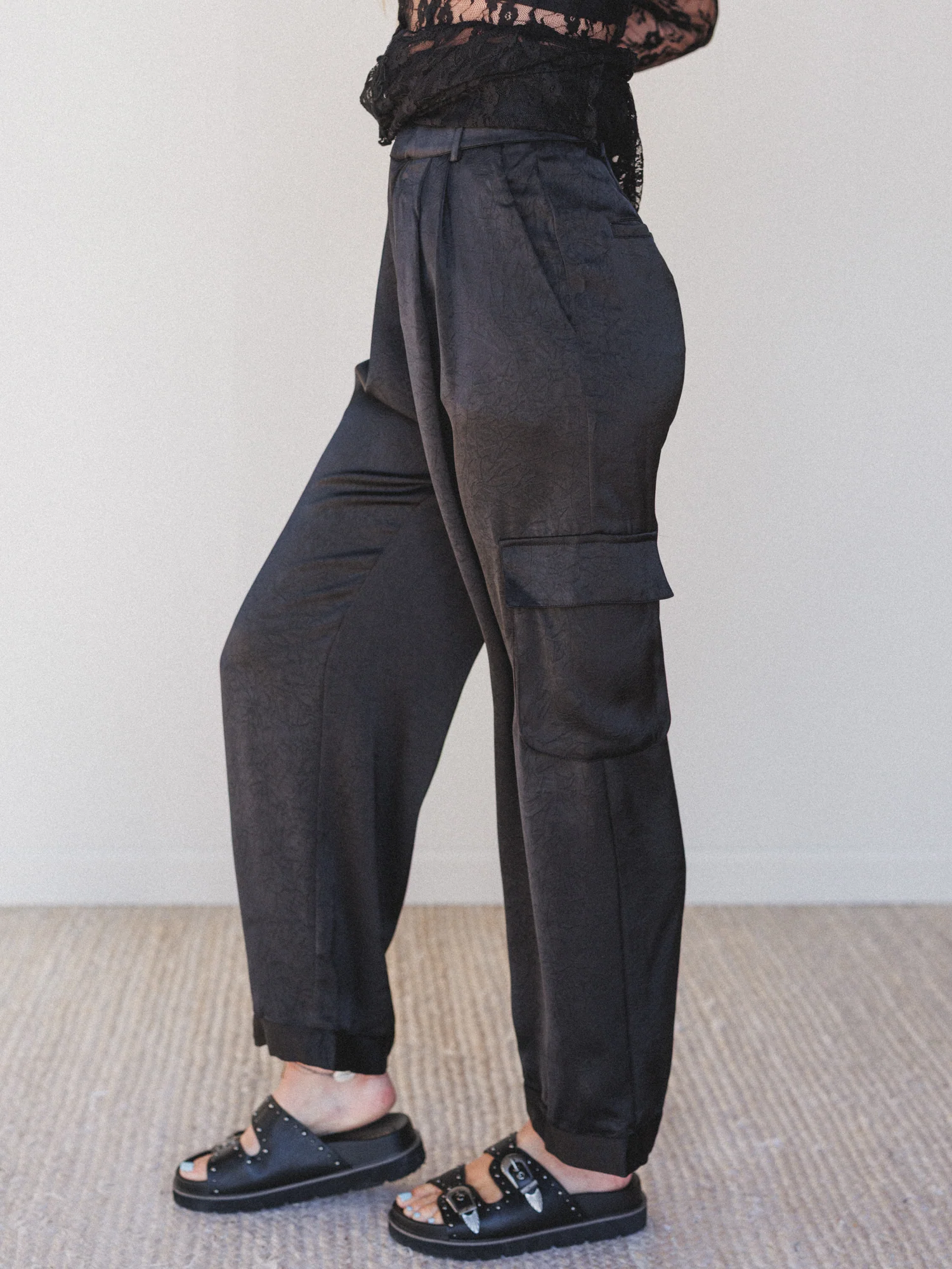 Stealing The Show Satin Pants - Black - Image 4