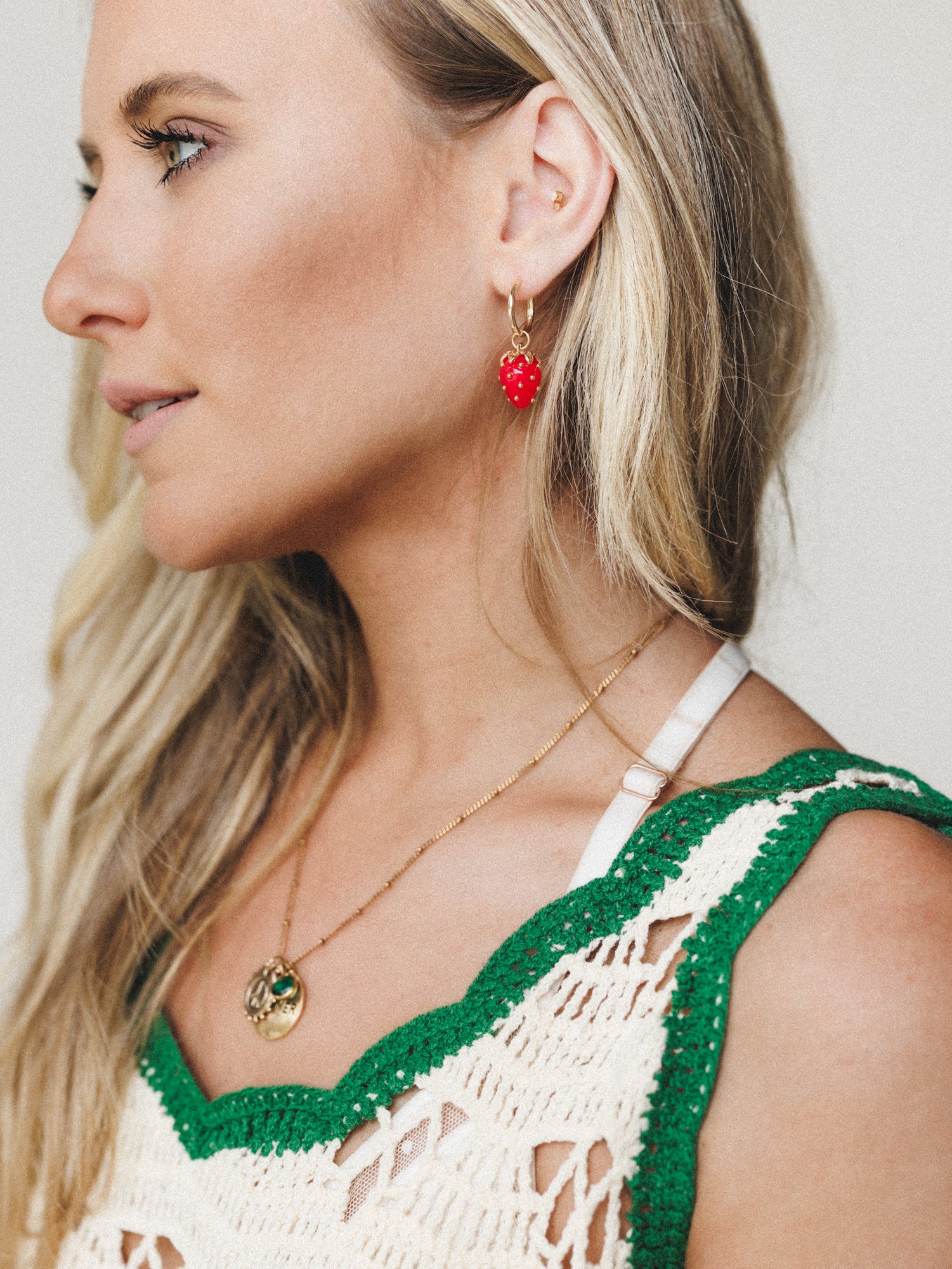 Strawberry Earrings - Gold - Image 2