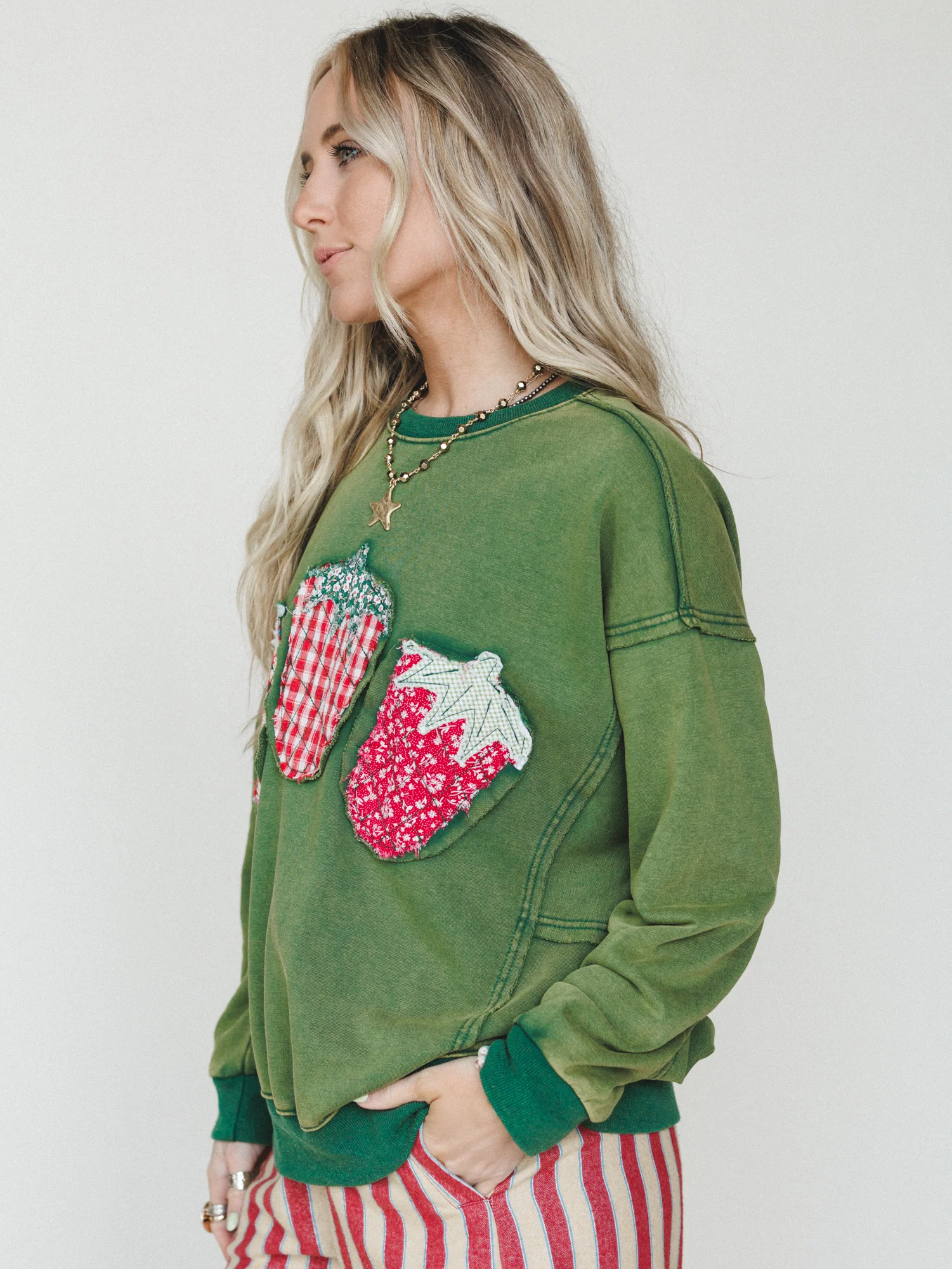 Strawberry Fields Pullover - Juniper Green - Image 4