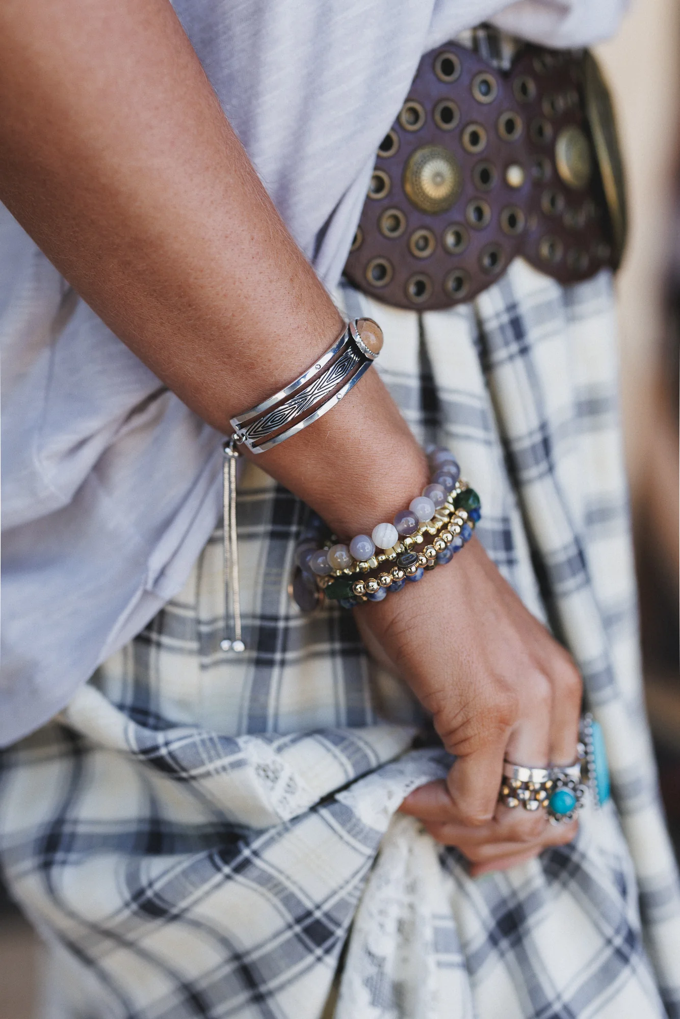 Sundancer Pull Clasp Cuff Bracelet - Jasper Silver - Image 3