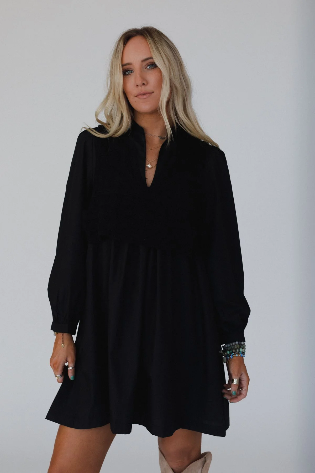 Sweet Edge Crochet Vest Tunic Dress - Black - Image 4
