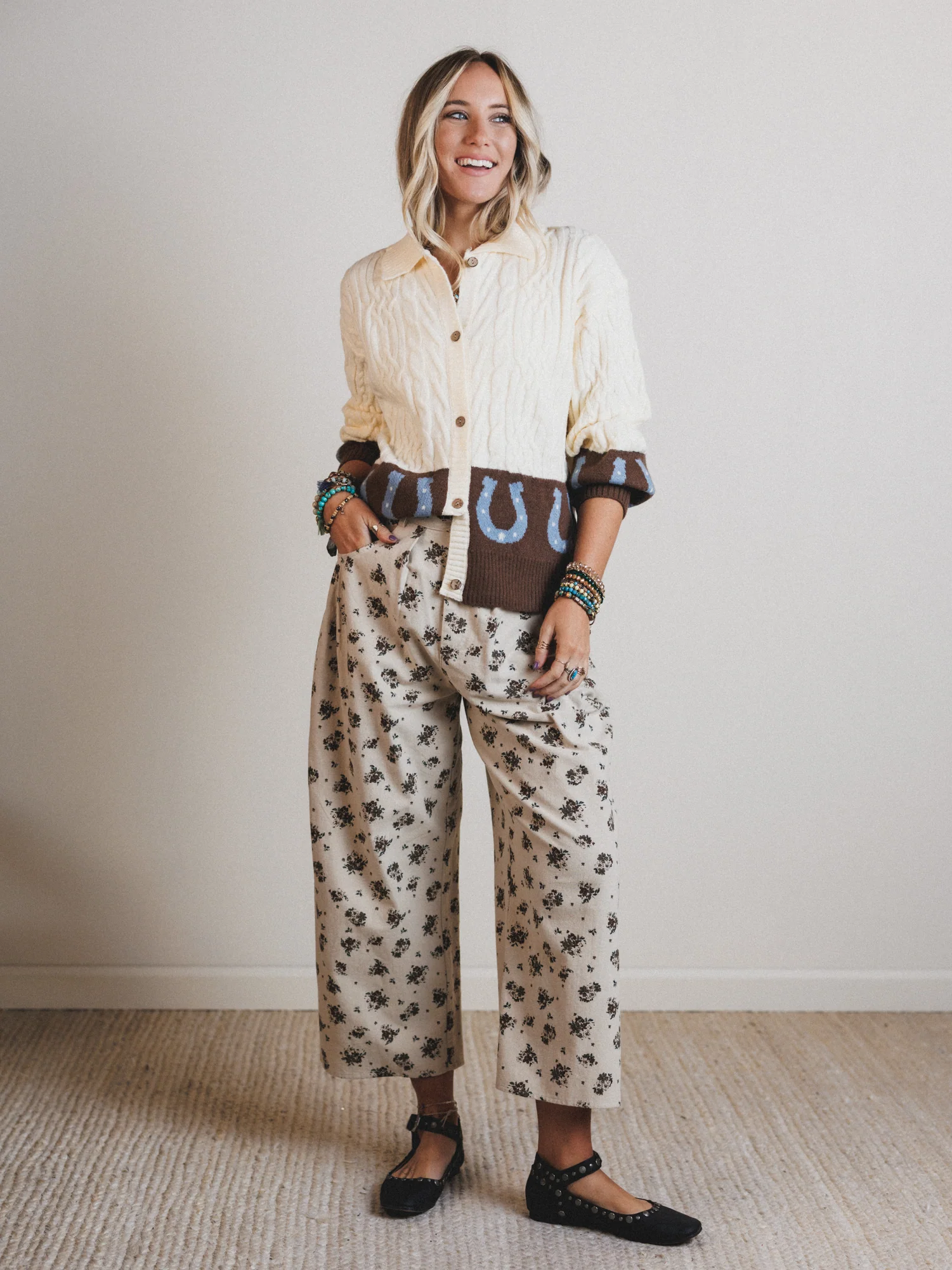 Sweet Memory Floral Pleated Pants - Natural - Image 7