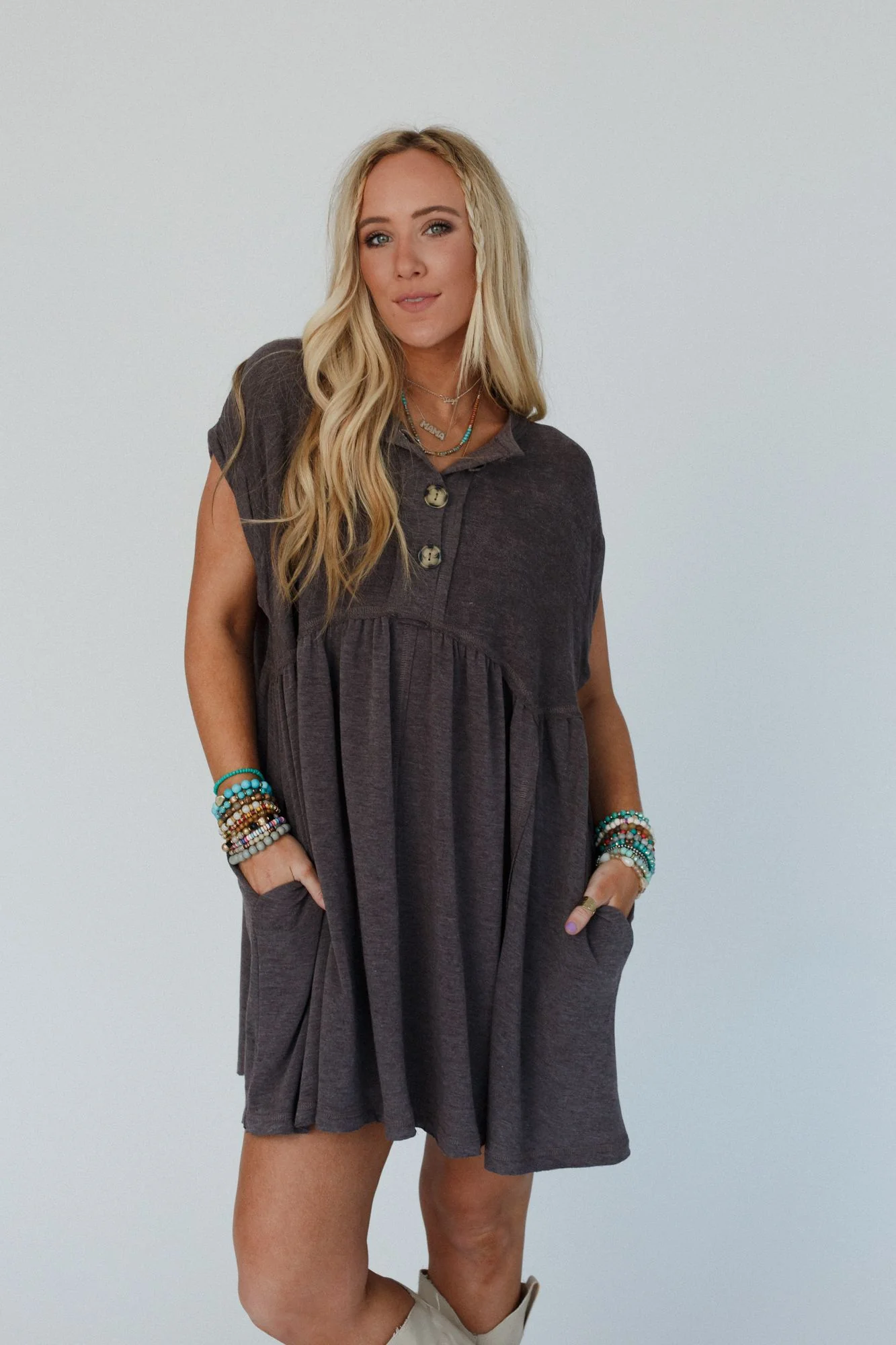 The Nest Sweet Nothings Baby Doll Dress - Charcoal - Image 3