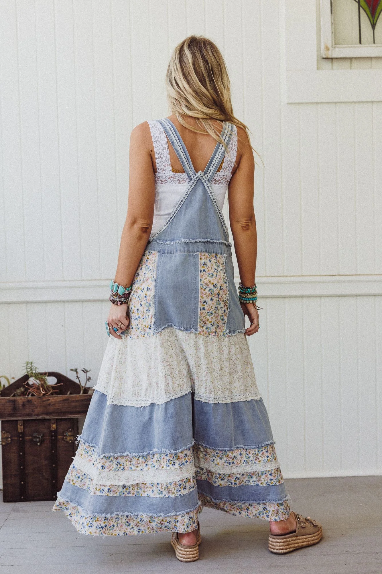 Sweetheart Charm Overalls Maxi Dress - Denim - Image 3