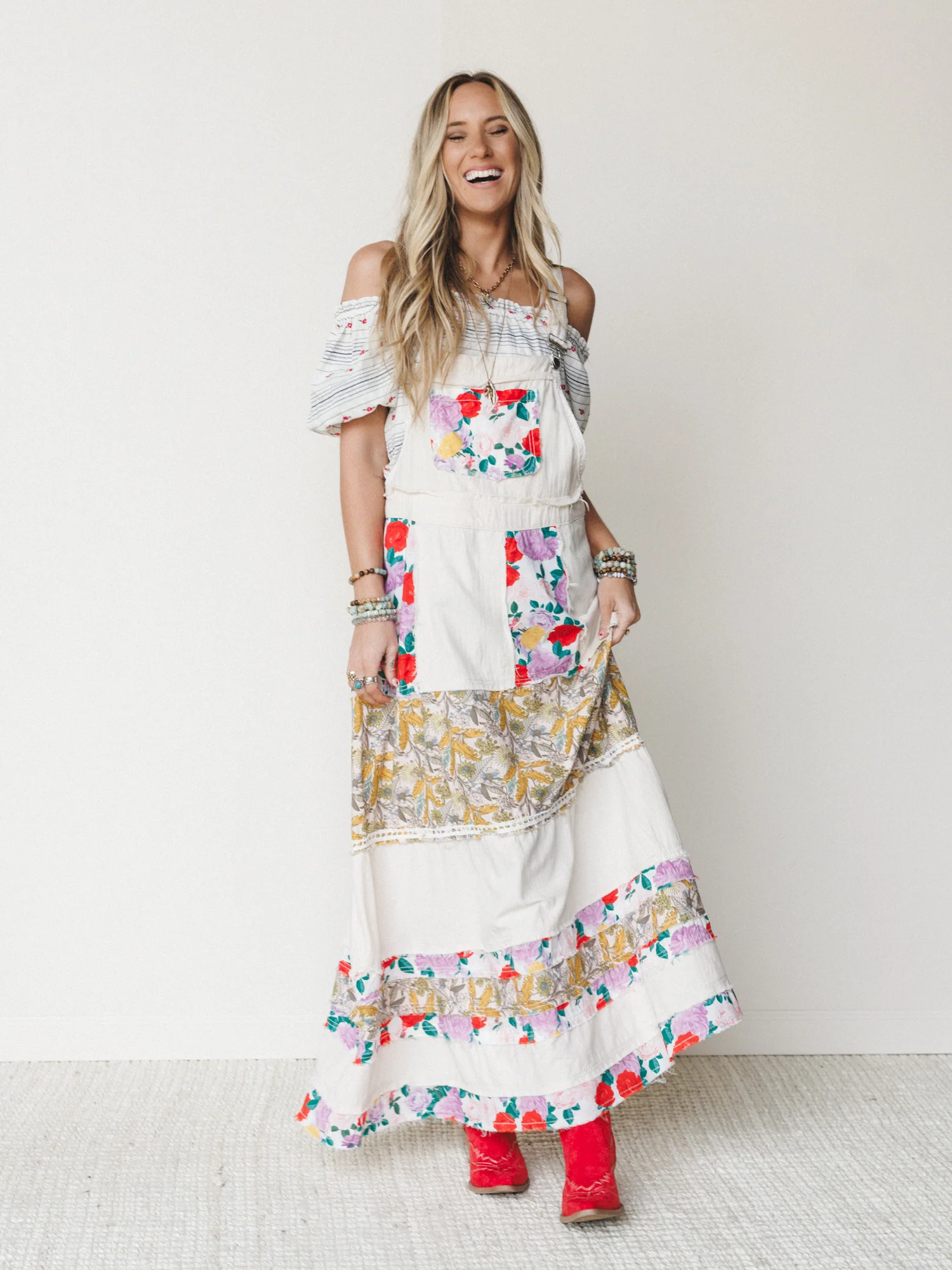 Sweetheart Charm Overalls Maxi Dress - Oatmilk