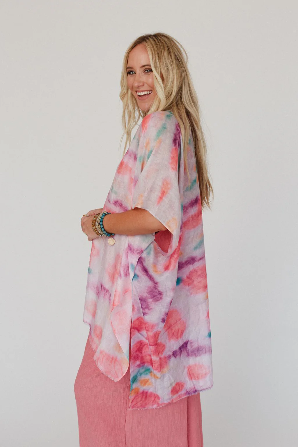 Swirling Sky Kimono - Coral - Image 2