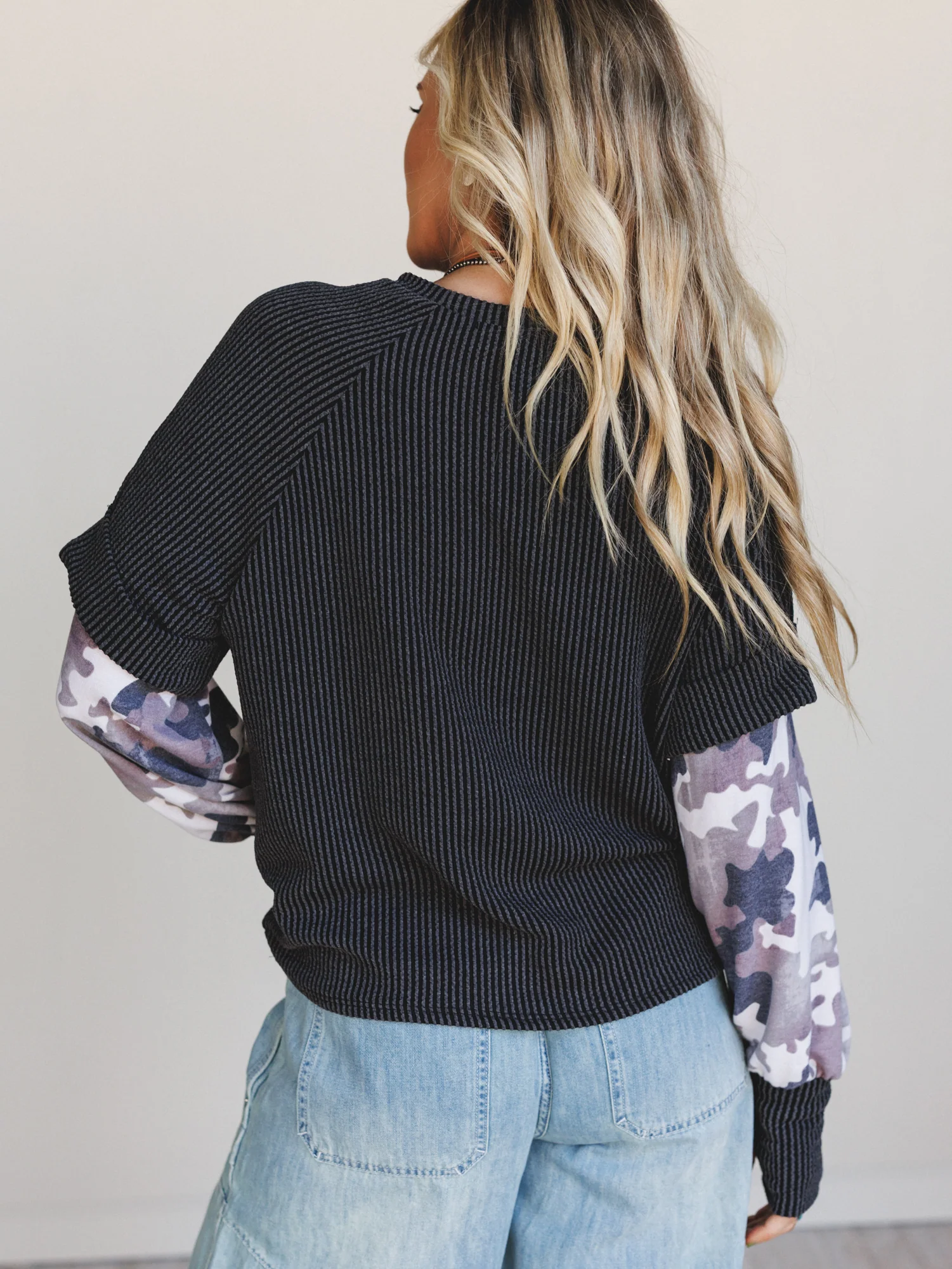 The Nest Better Together Layered Contrast Top - Camo - Image 5